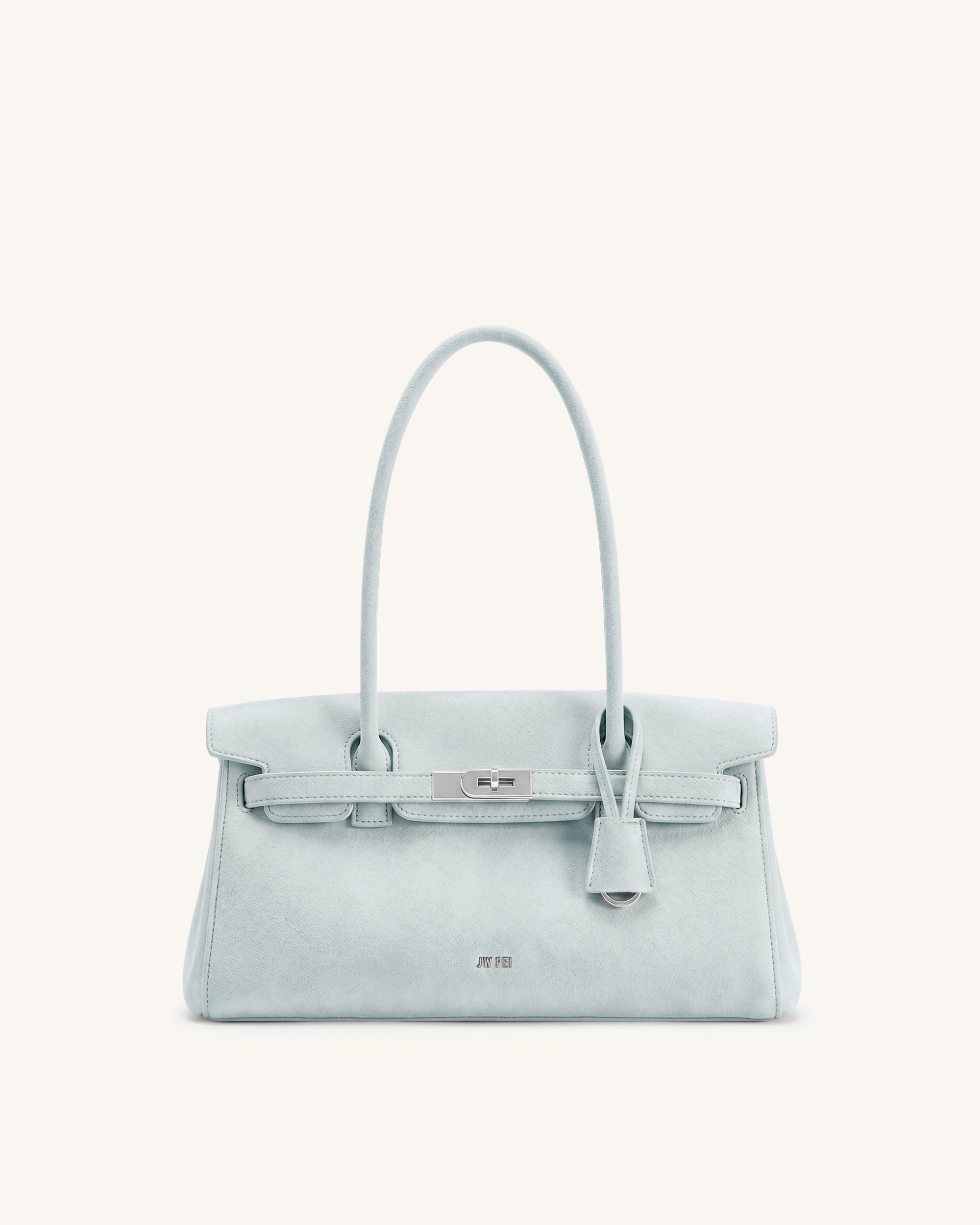 Yara Faux Suede Shoulder Bag - Light Blue