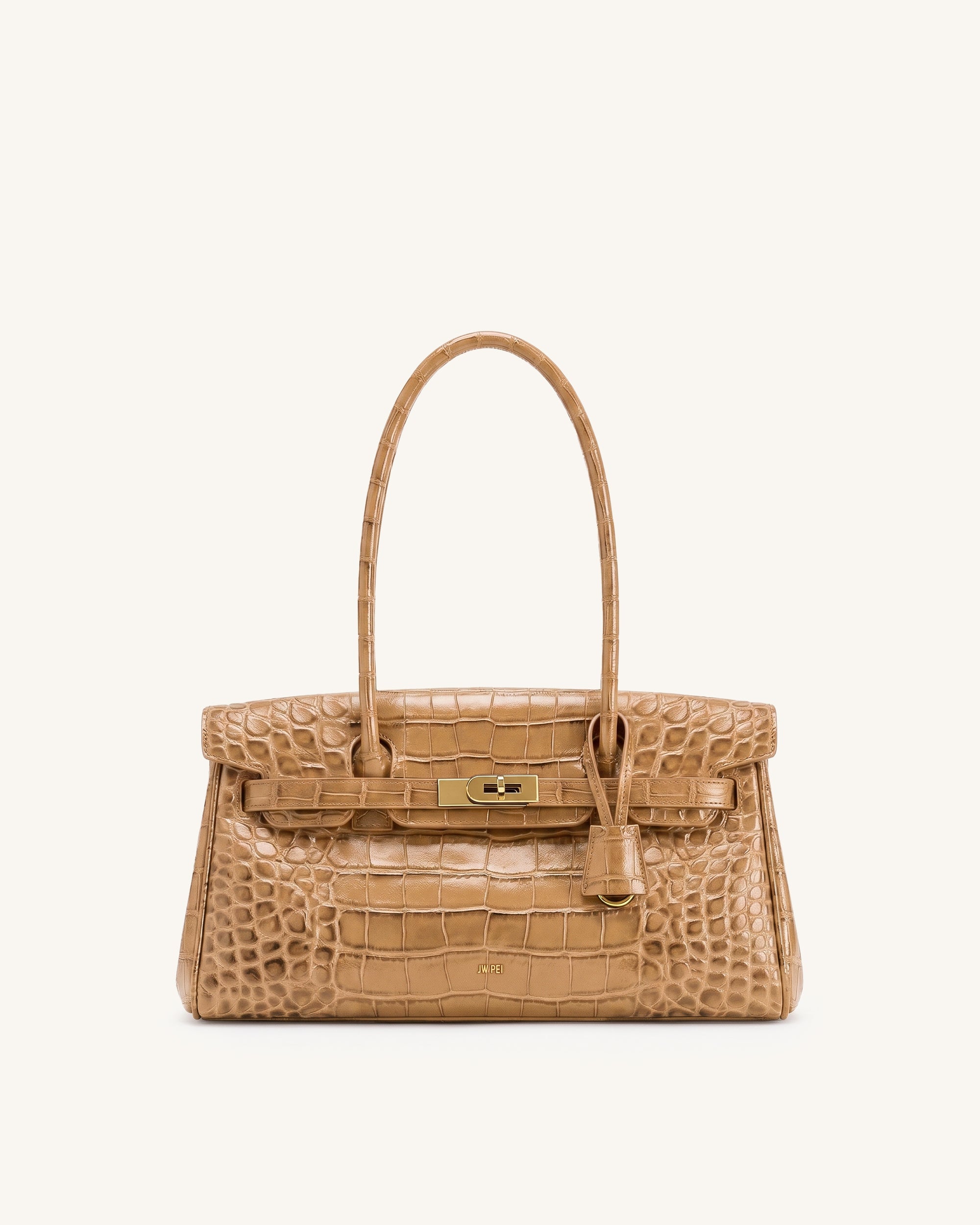 Yara Shoulder Bag - Light Khaki Brown Croc