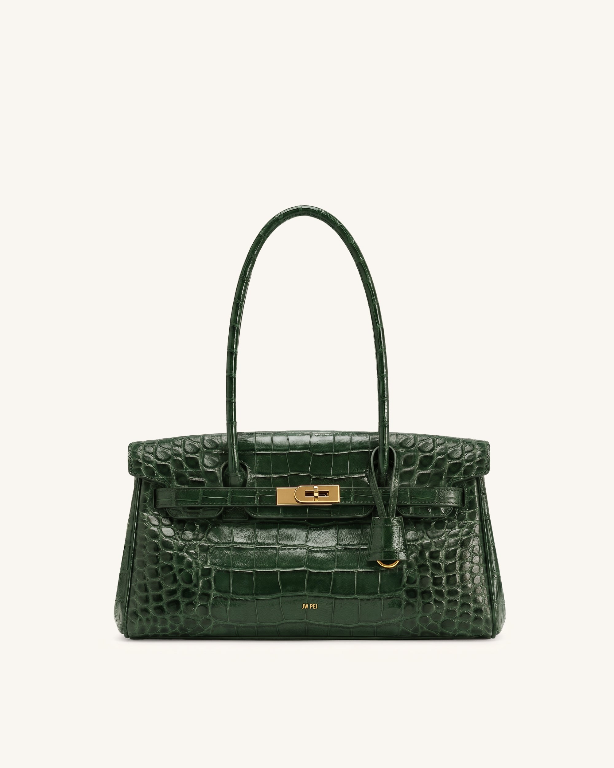 Yara Shoulder Bag - Dark Green Croc
