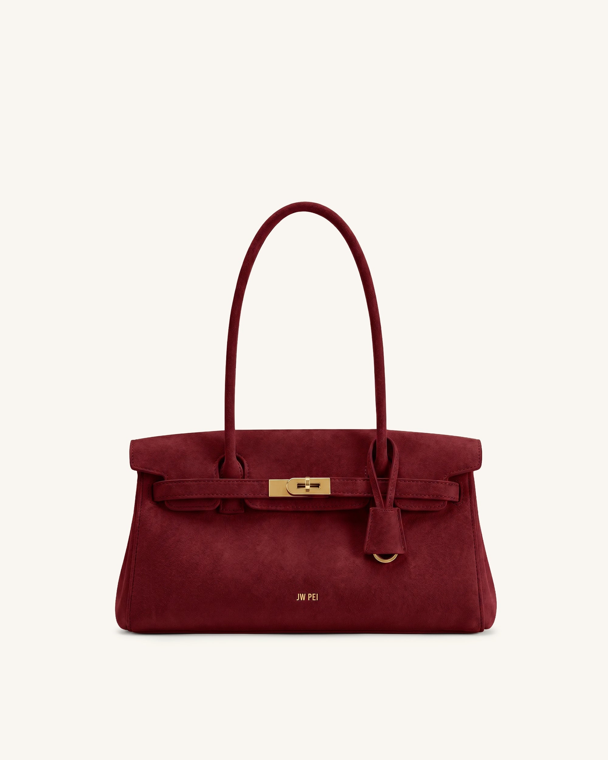 Yara Faux Suede Shoulder Bag - Burgundy
