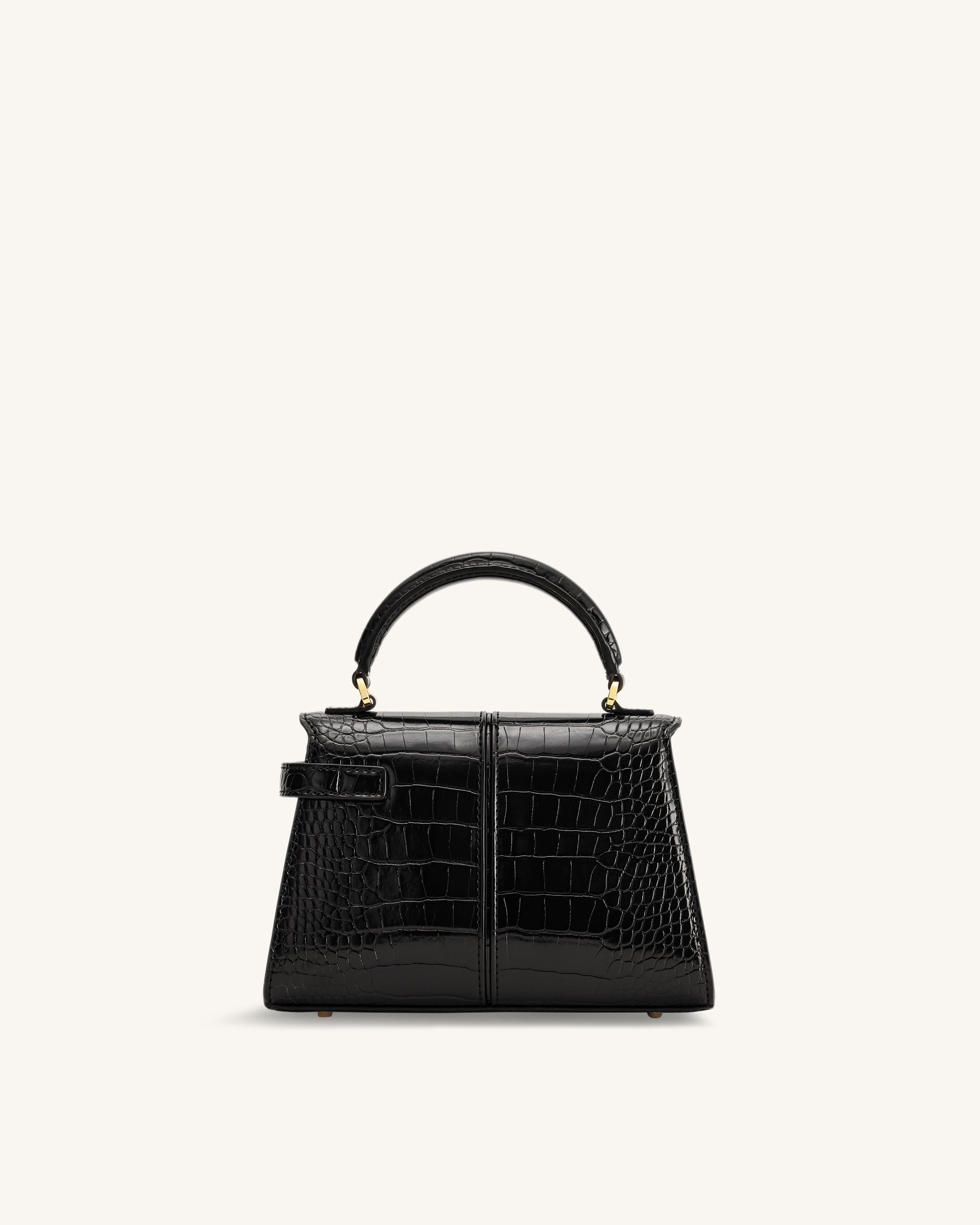 Elise Top Handle Bag - Black Croc