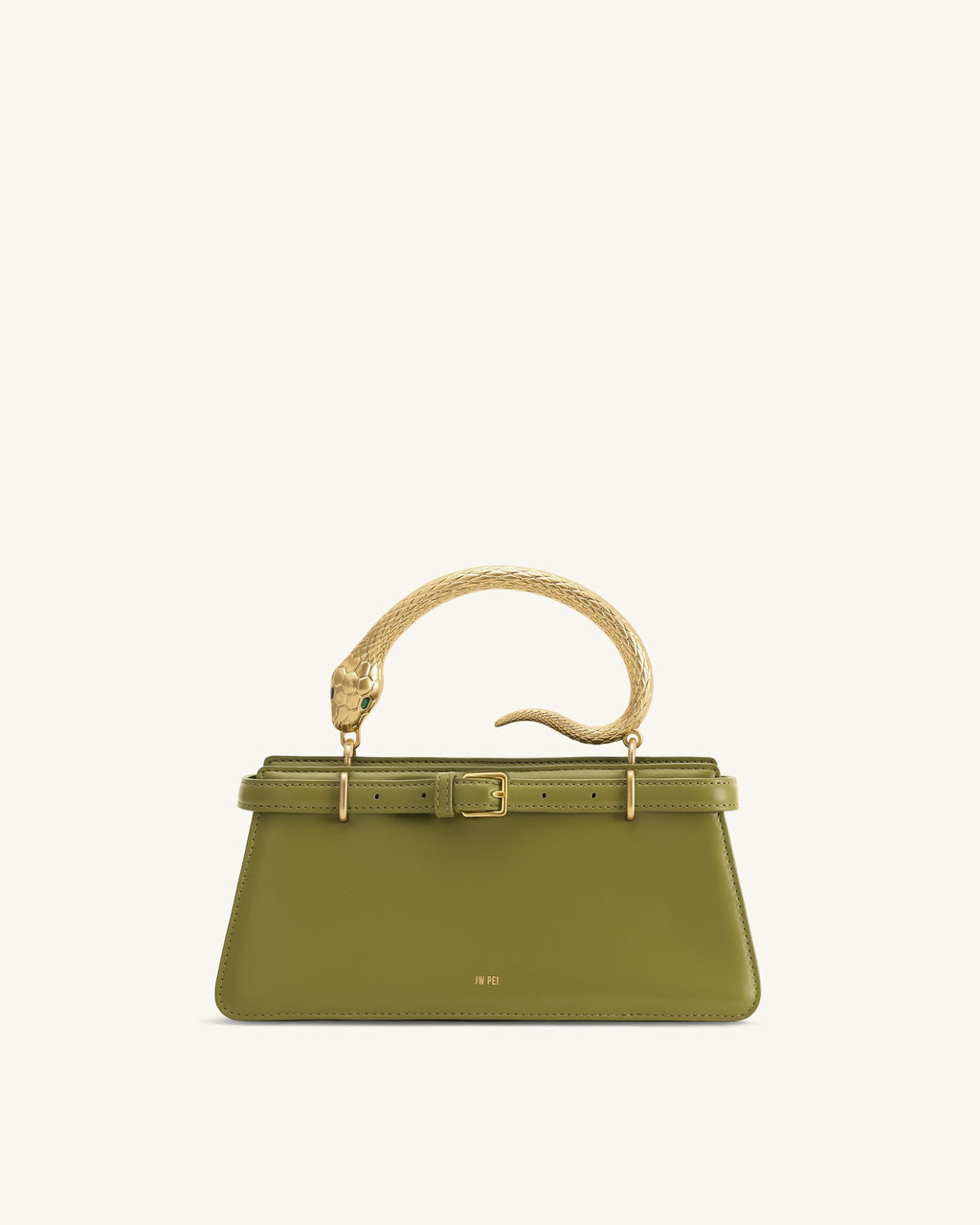 Elena Snake Handle Top Handle Bag - Matcha Green