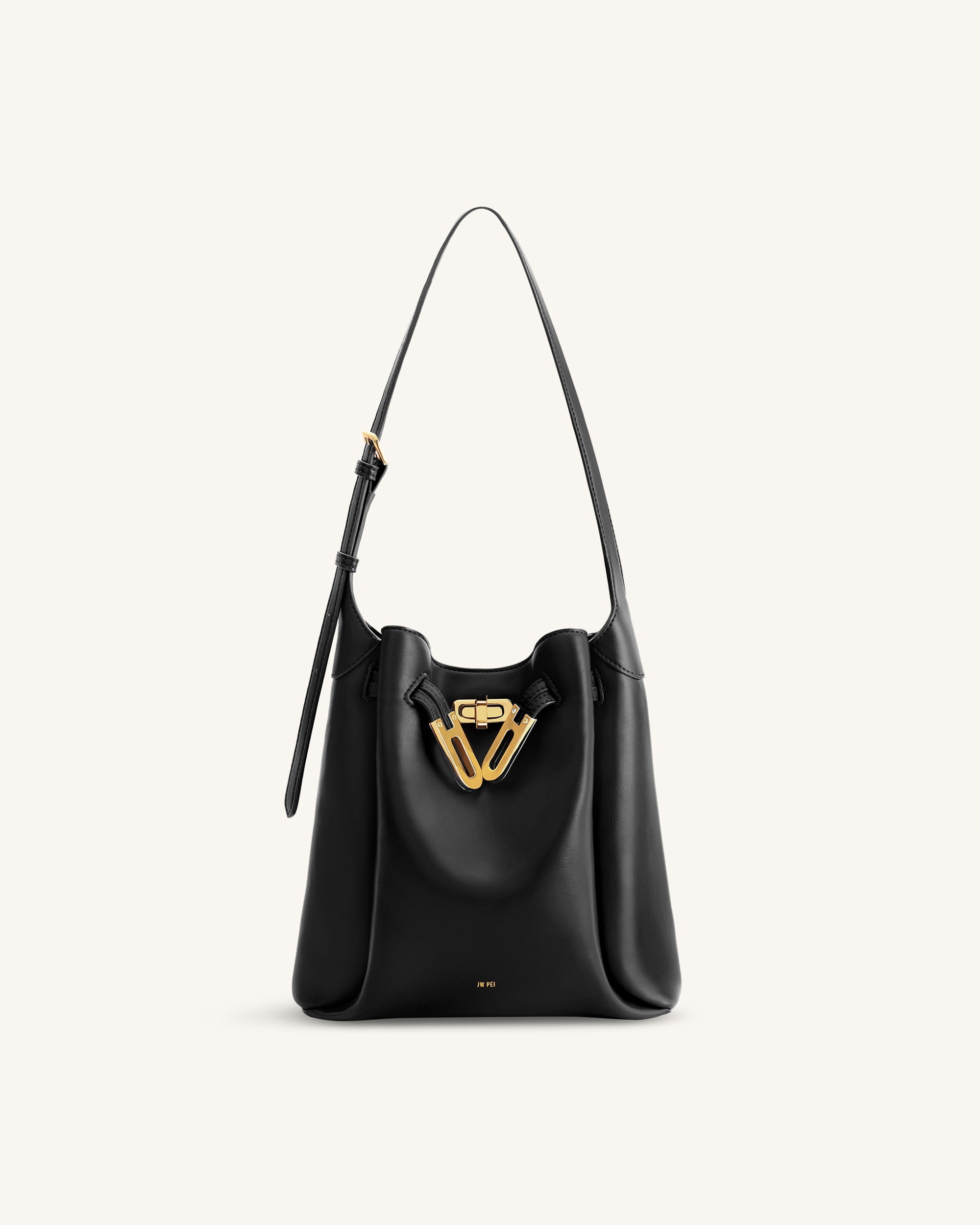 Charlene Double Buckle Hobo Bag - Black