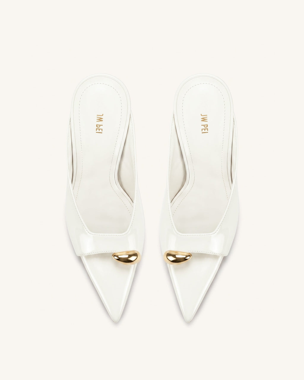 Noemi Pointed-Toe Mule Heels - White