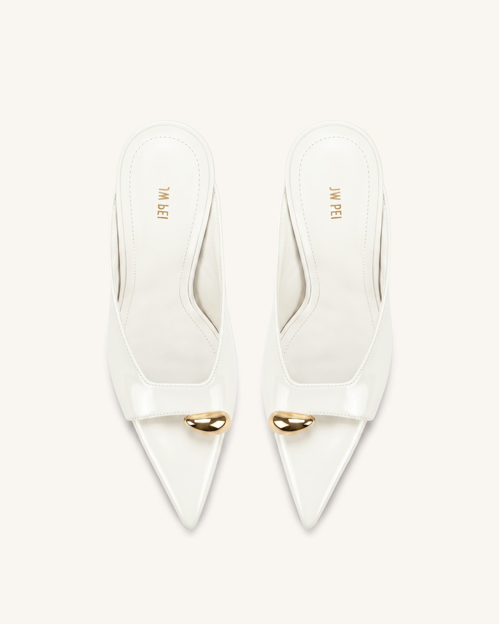 Noemi Pointed-Toe Mule Heels - White