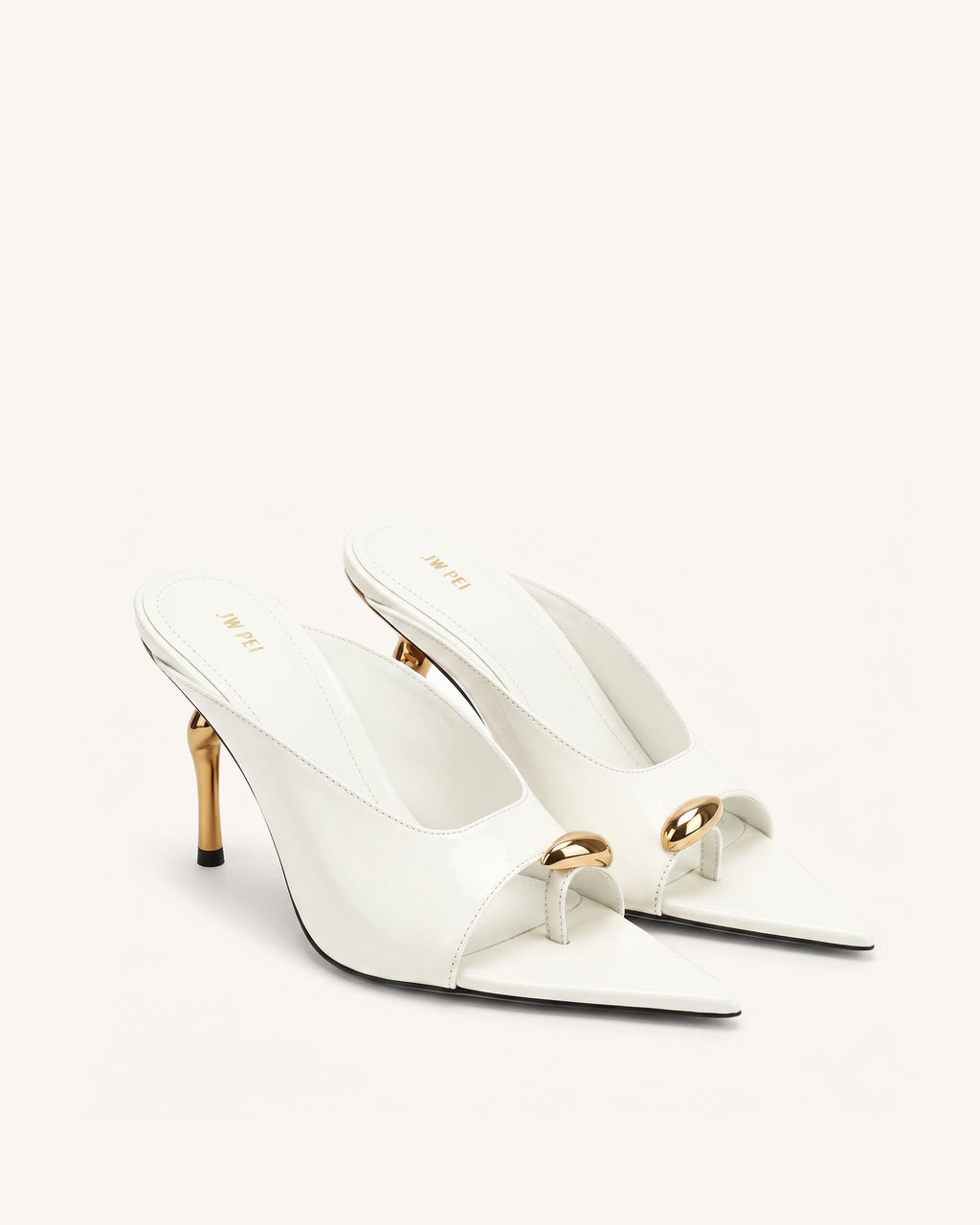 Noemi Pointed-Toe Mule Heels - White