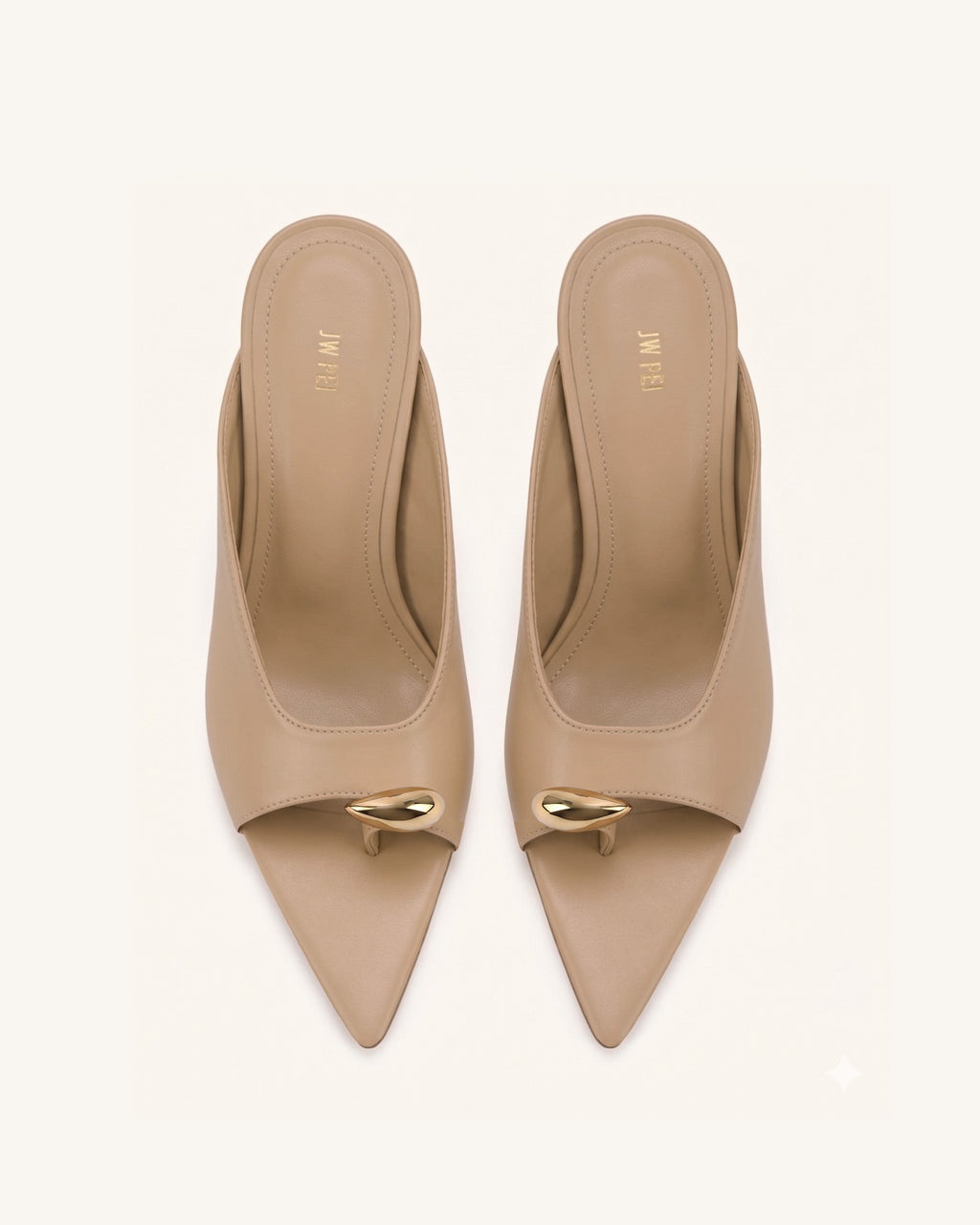 Noemi Pointed-Toe Mule Heels - Khaki