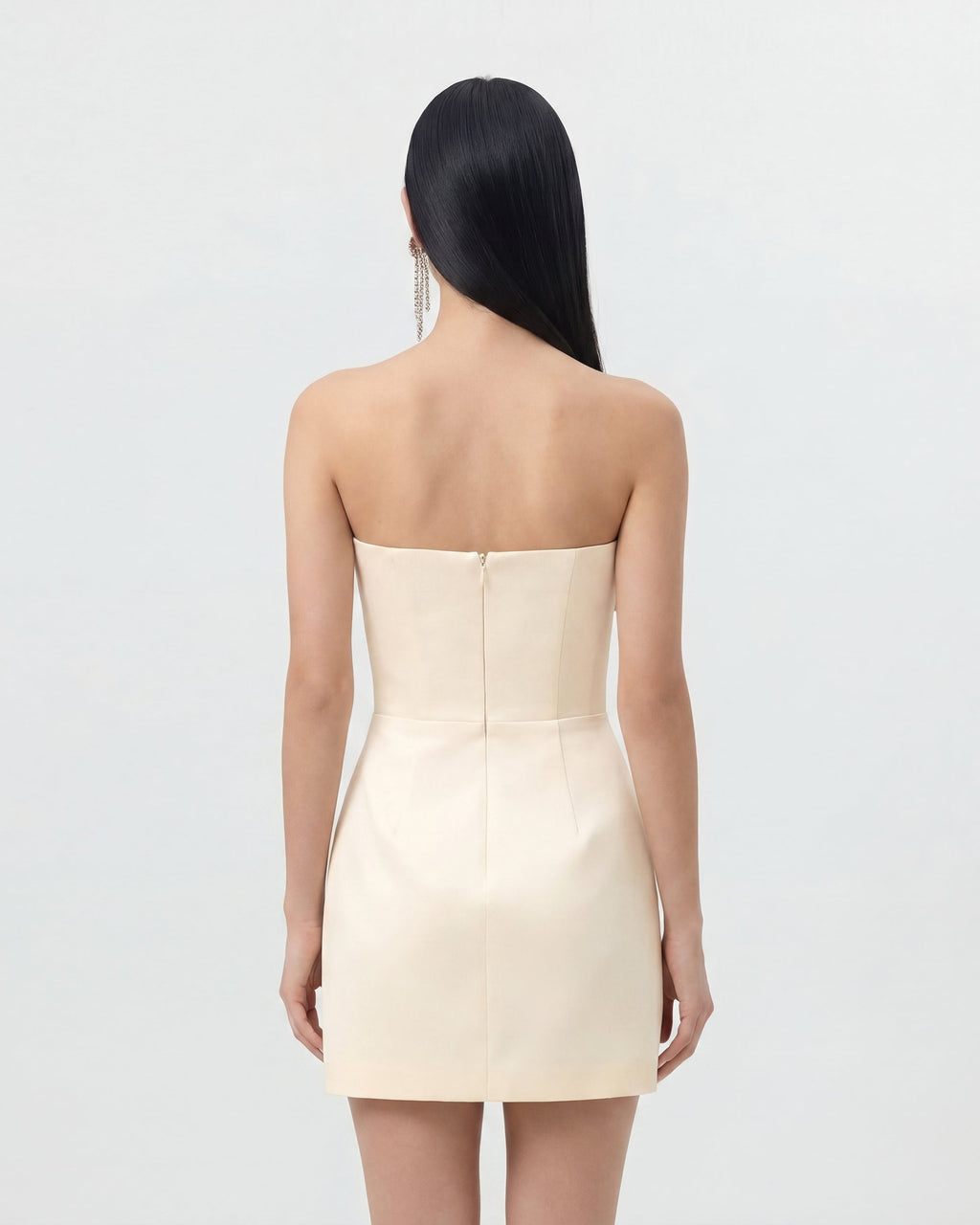 Slipper Orchid Appliqué Mini Dress - Ivory/Peach Pink