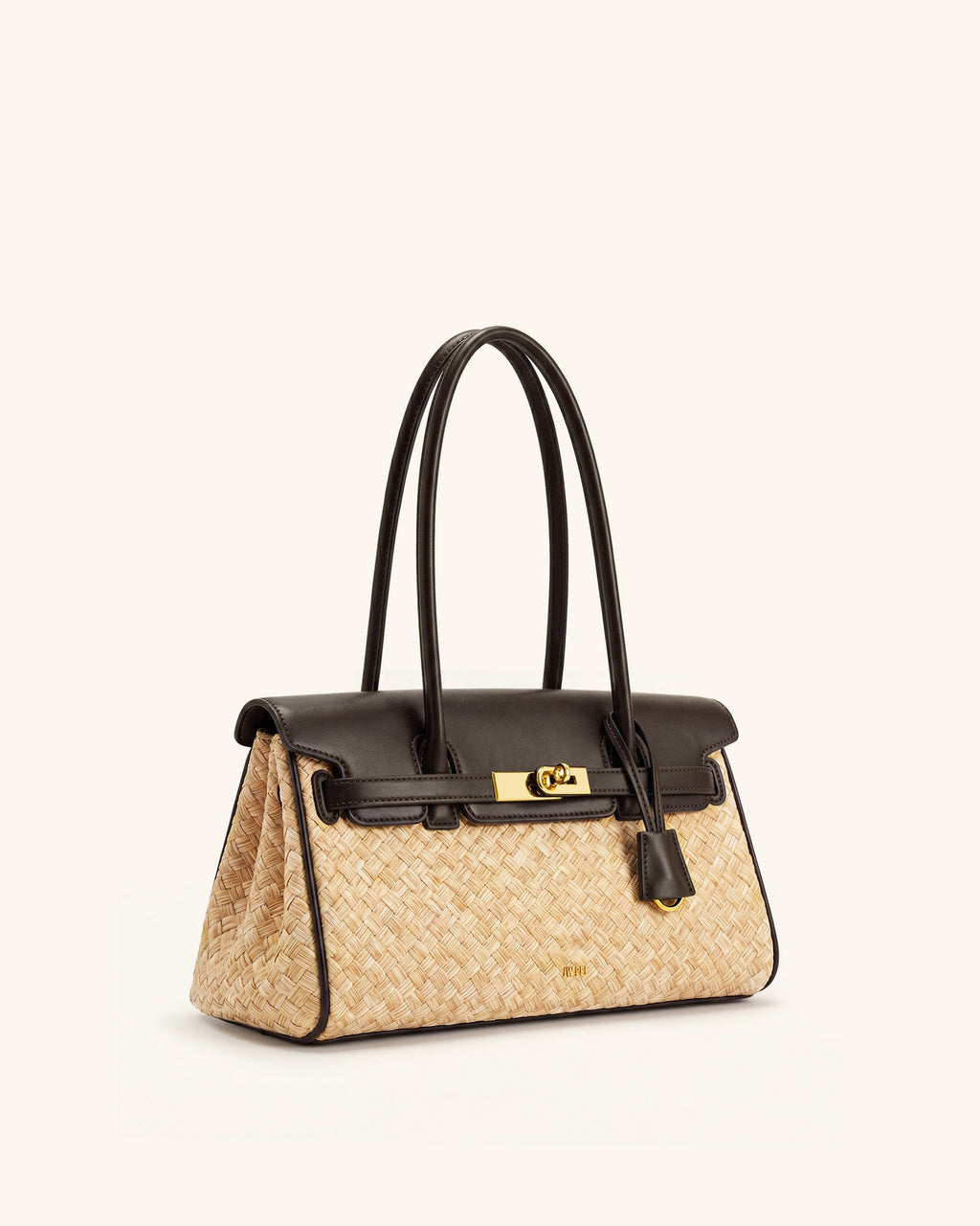 Yara Faux Straw Shoulder Bag - Brown
