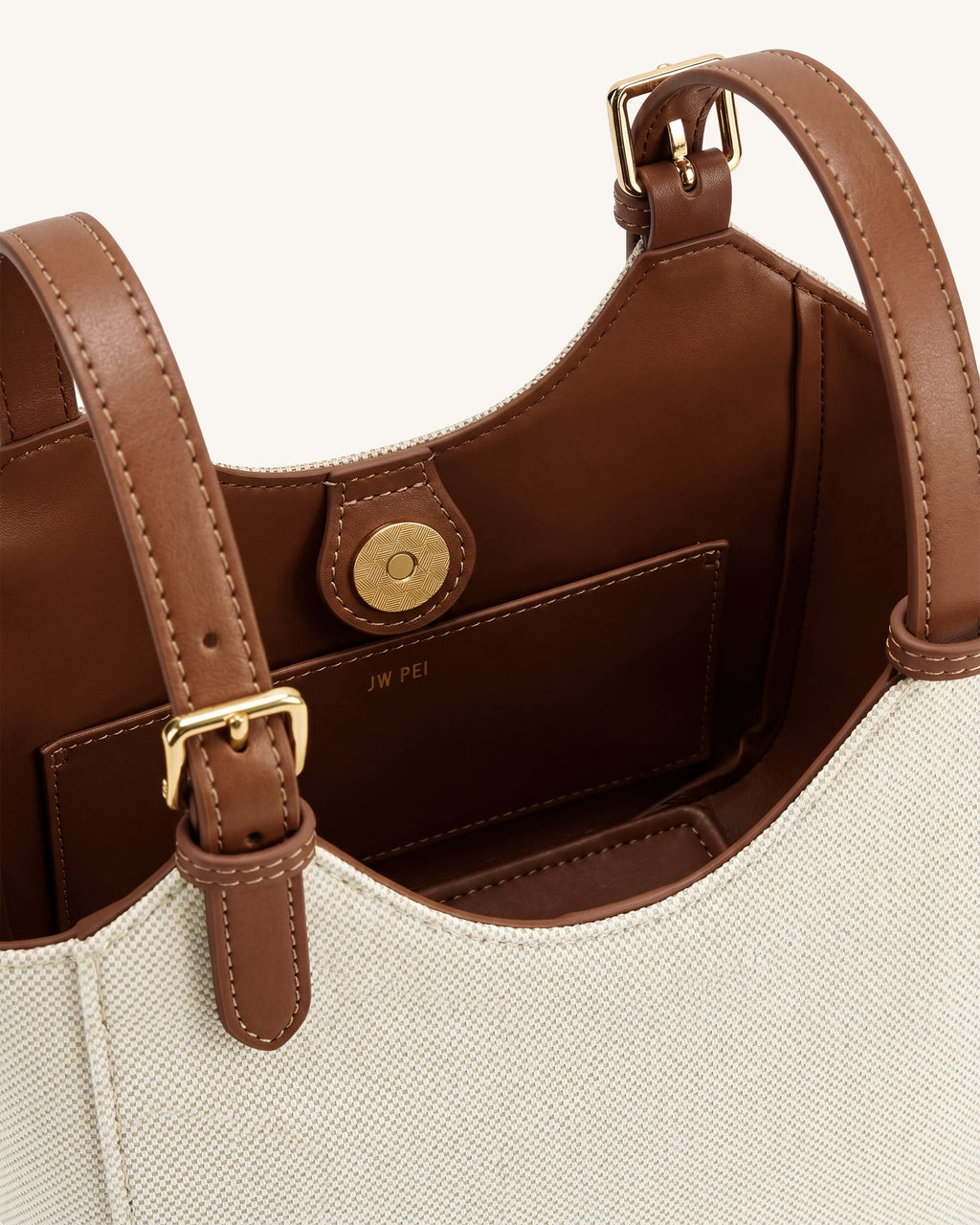 Ines Padlock Tote Bag - Brown Canvas