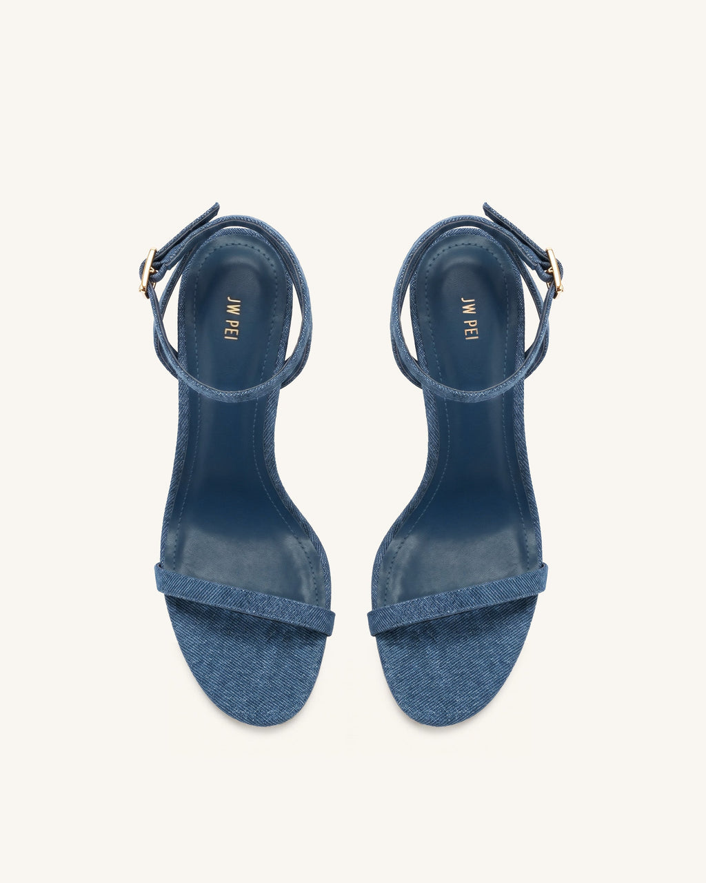 Alivia Gold Metal Heel Sandals - Denim Blue