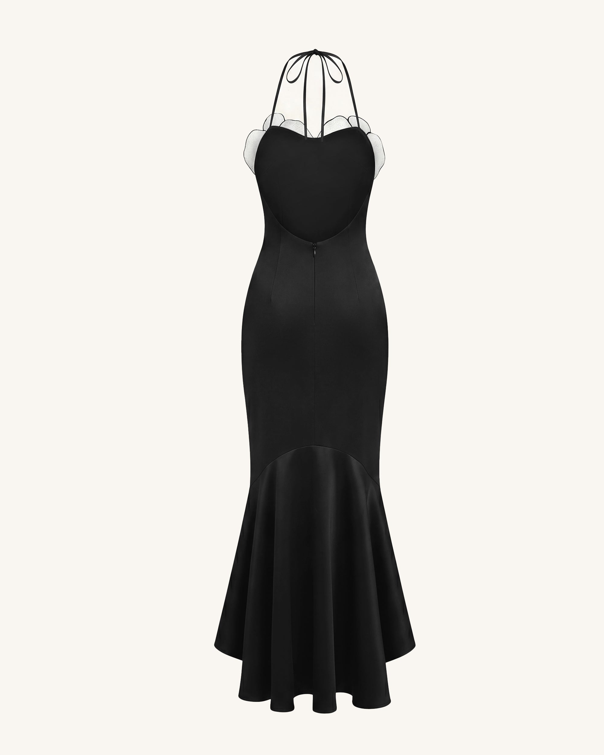 Orchid Embroidered High-Low Midi Dress - Black