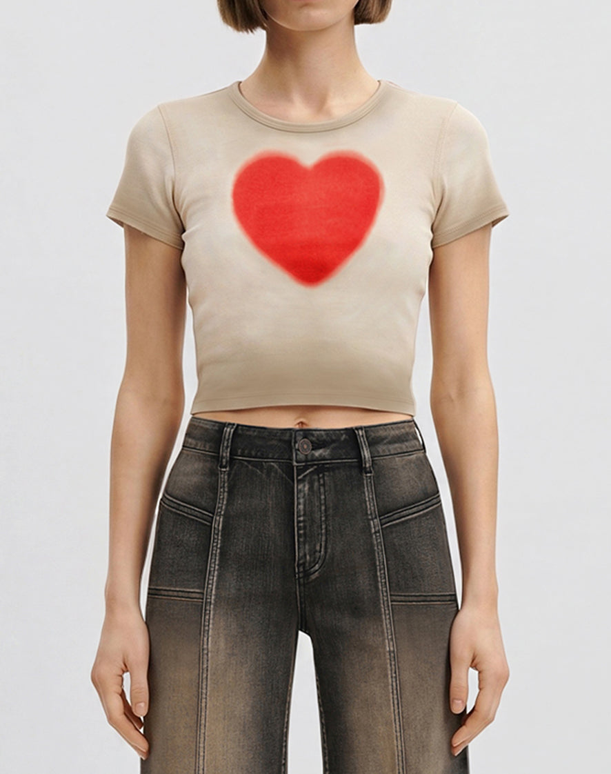 The Shrunken Faded Love T-shirt  - Dirty Oat