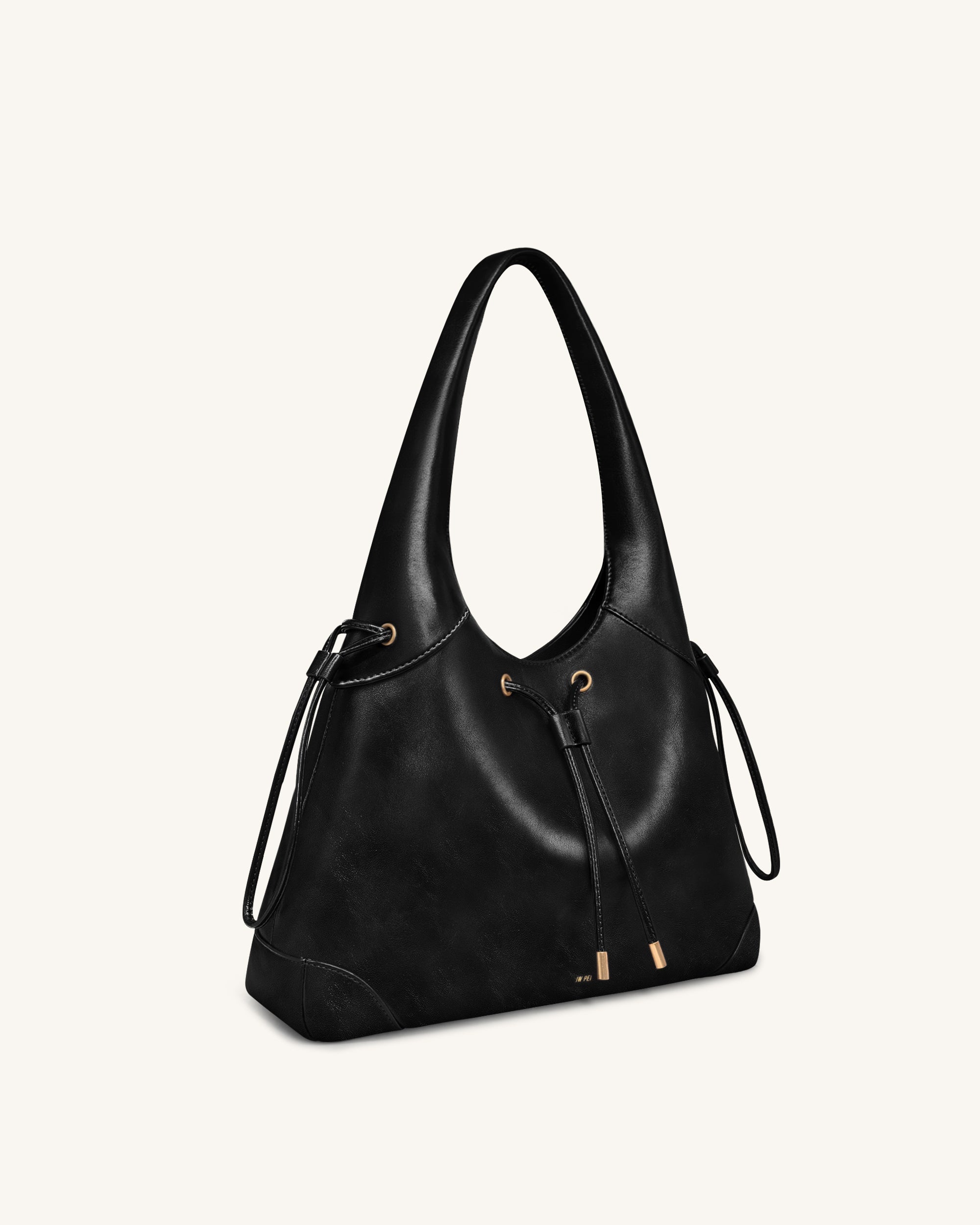 Celandra Drawstring Hobo Bag - Black
