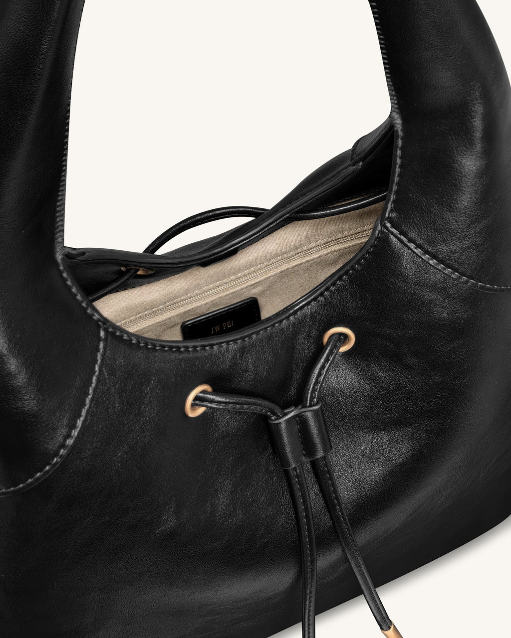 Celandra Drawstring Hobo Bag - Black