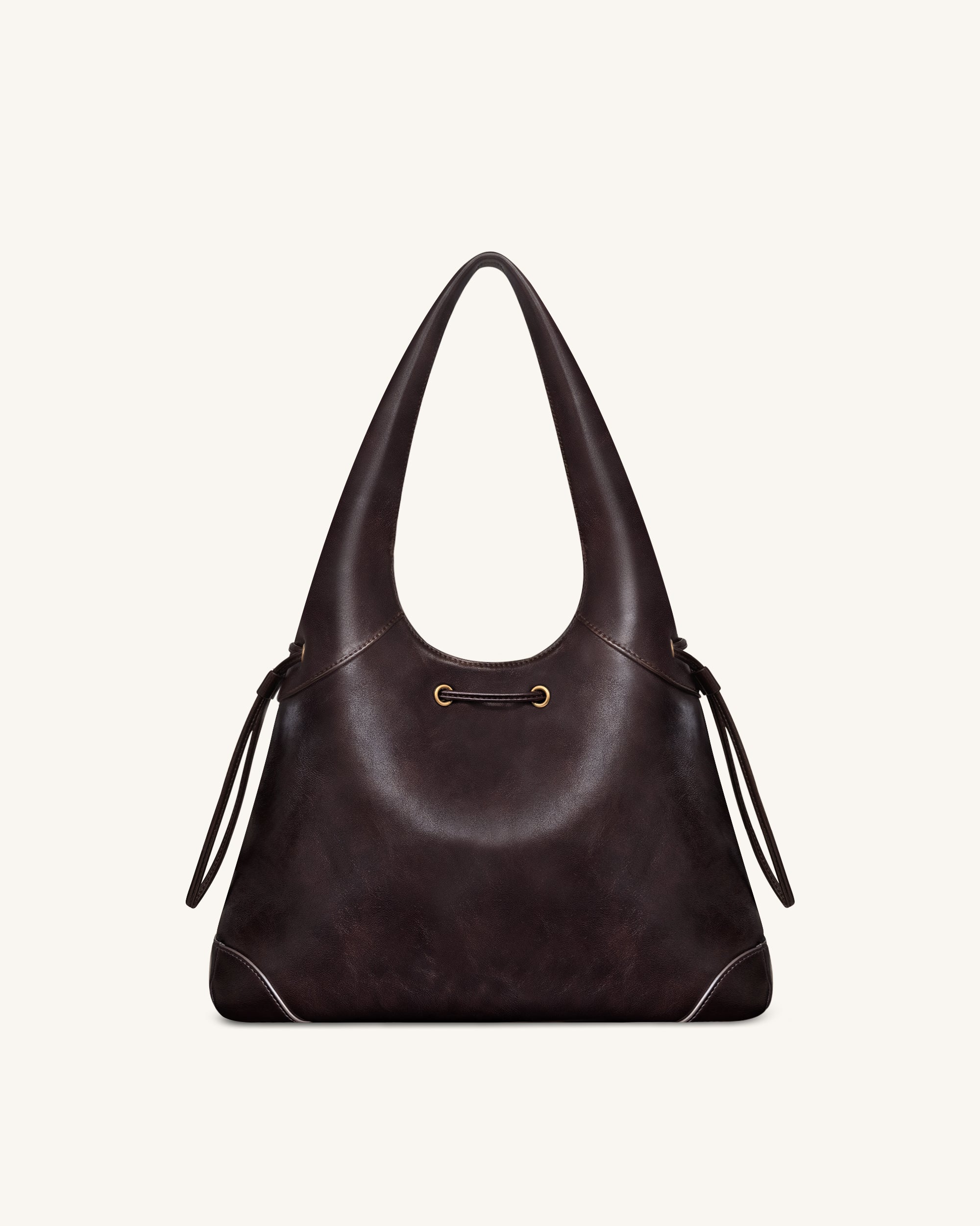 Celandra Drawstring Hobo Bag - Dark Brown
