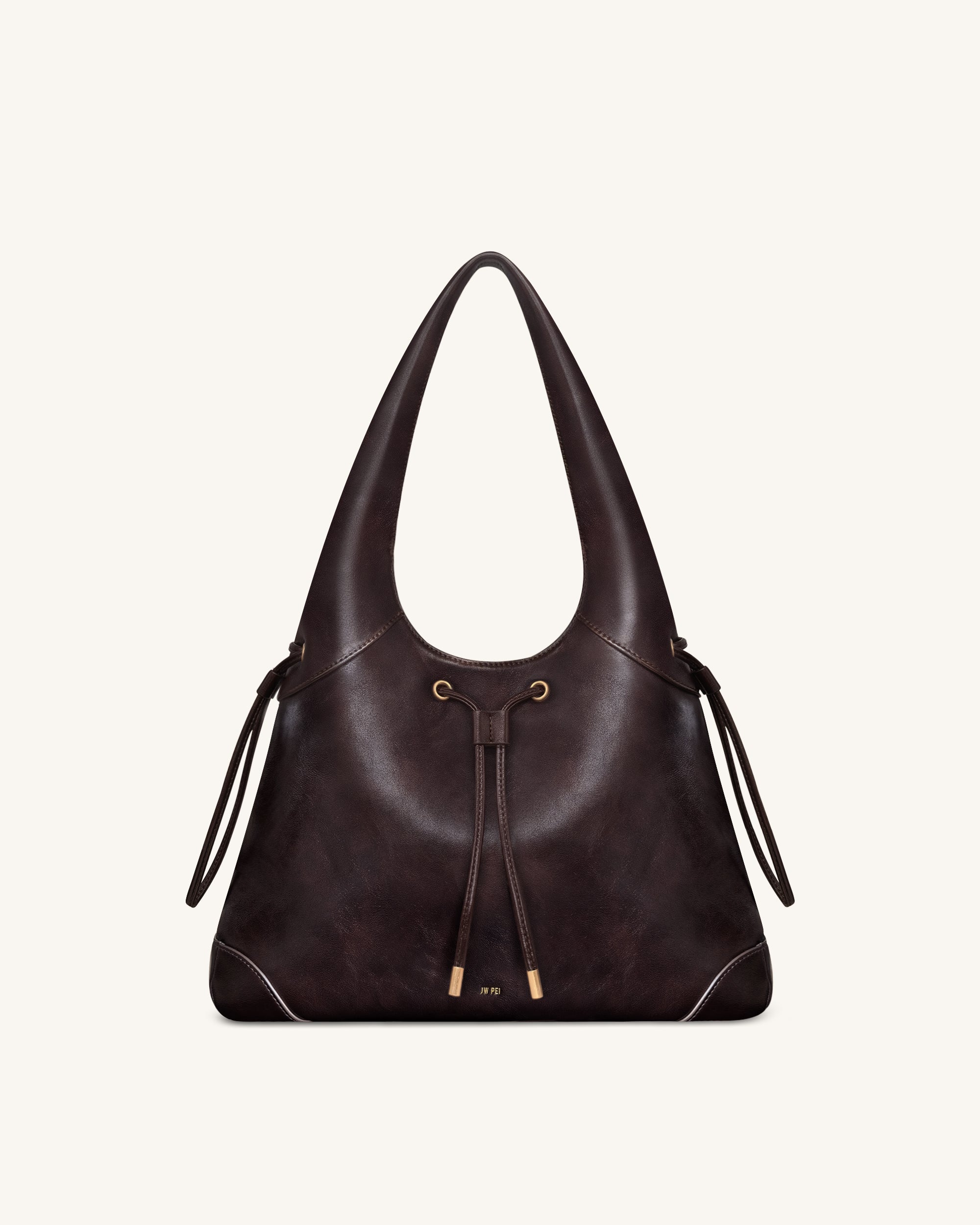 Celandra Drawstring Hobo Bag - Dark Brown