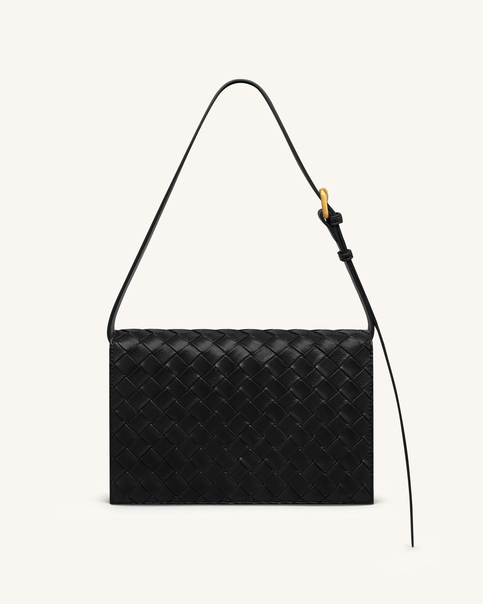 Clio Woven Textured Envelope Crossbody Bag - Black
