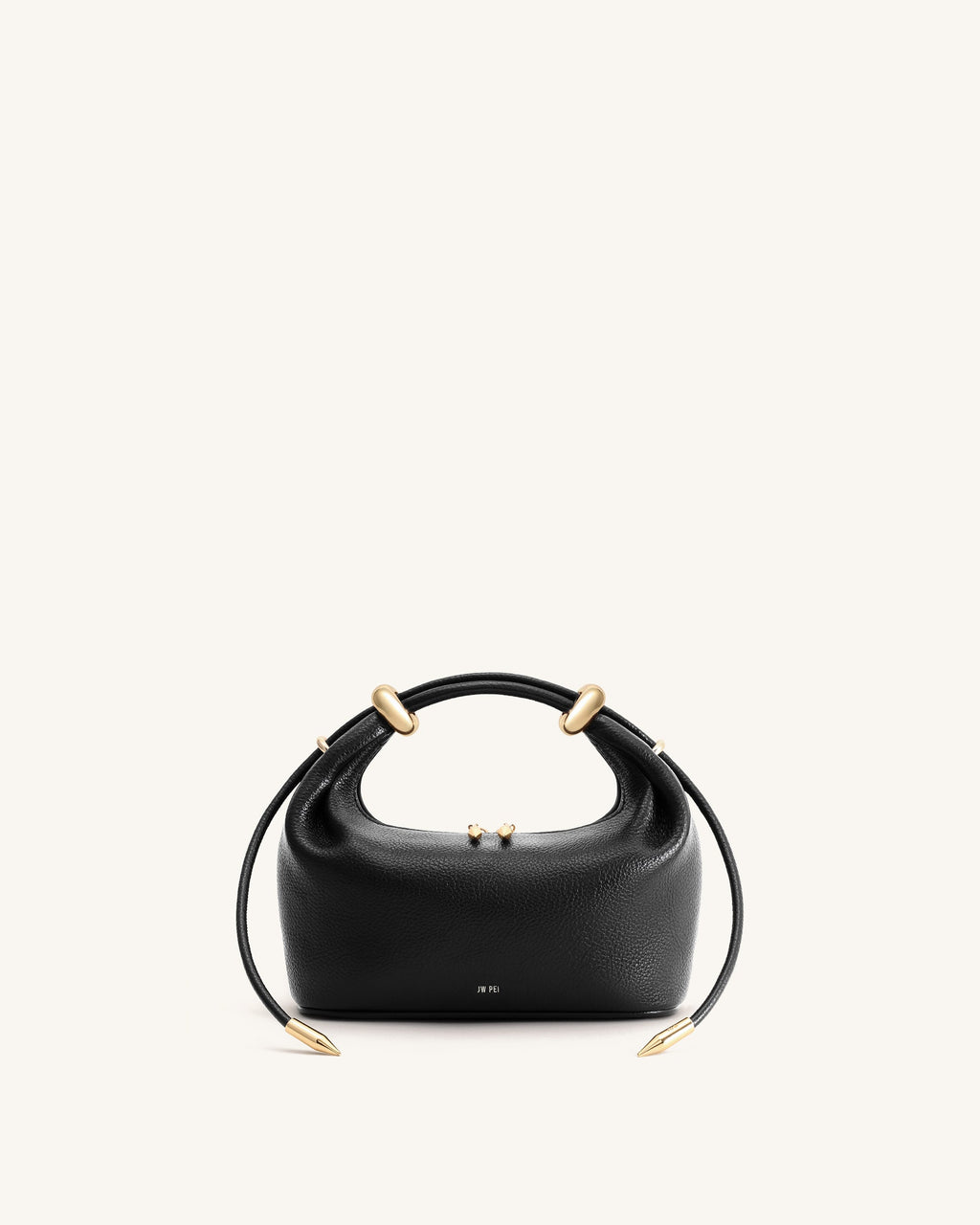 Ellie Metal Ring Embellished Top Handle Bag - Black