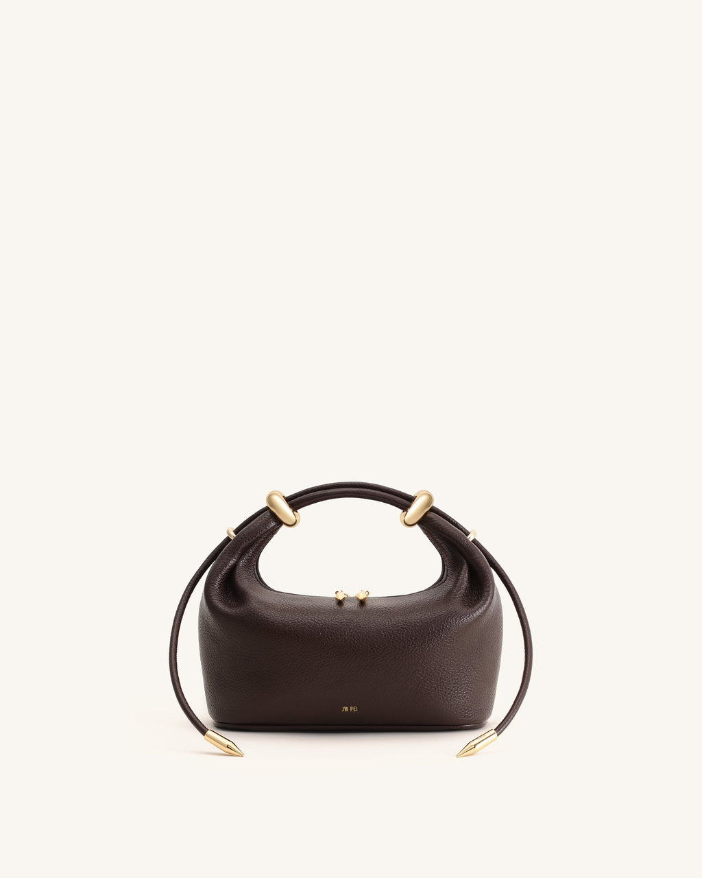 Ellie Metal Ring Embellished Top Handle Bag - Dark Brown