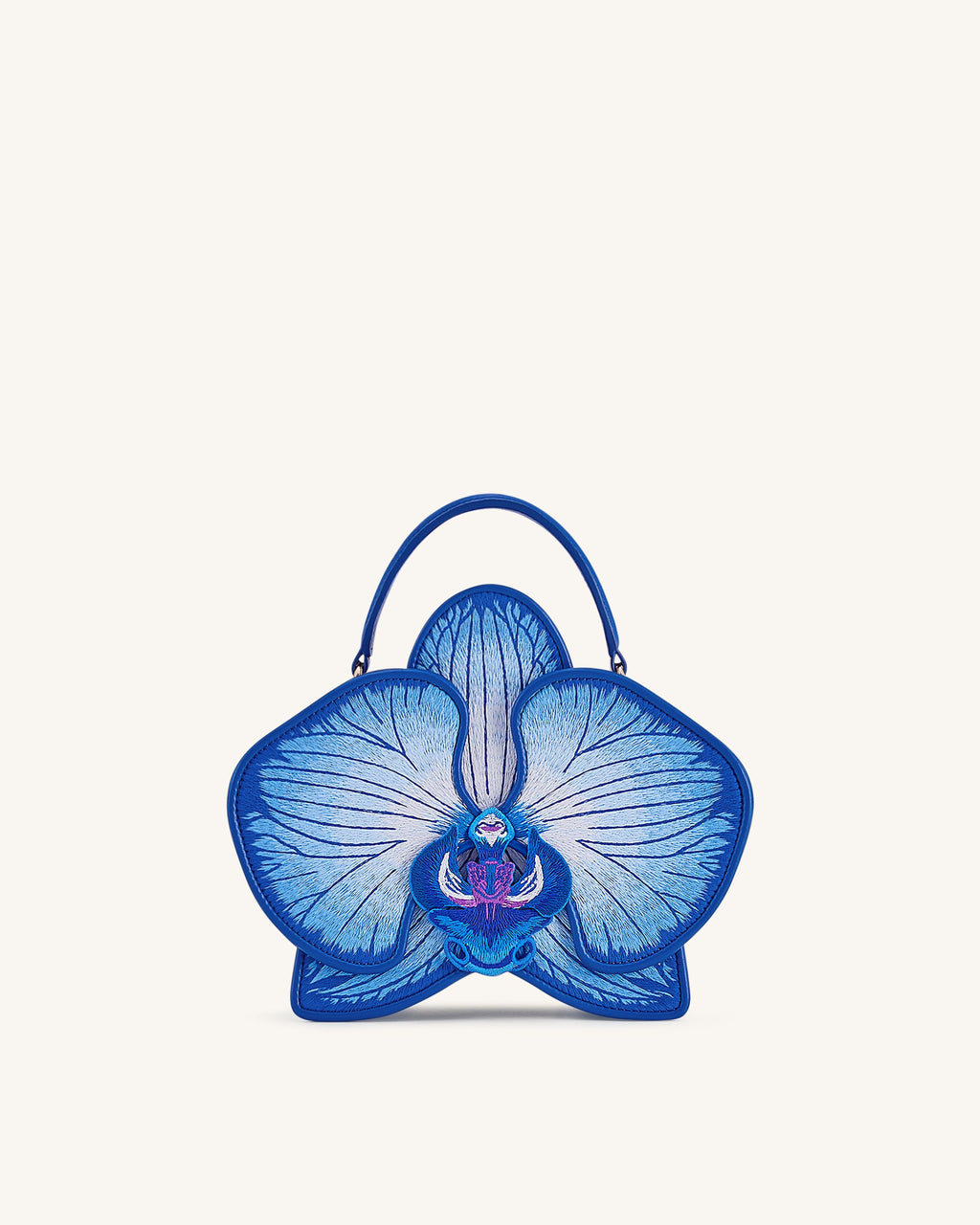 Flora Orchid Shaped Top Handle Bag - Blue