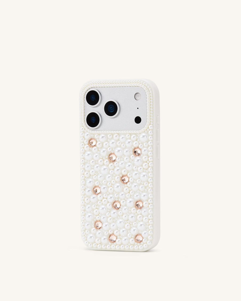Pearl Embellished Phone Case - White