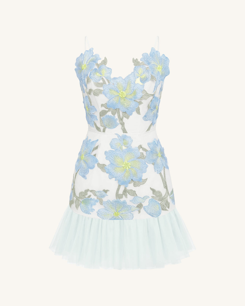 Floral Sling Mini Dress - Baby Blue