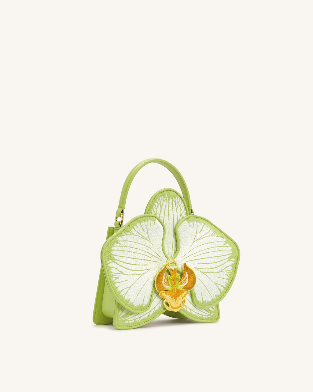 Flora Orchid Shaped Top Handle Bag - Light Green