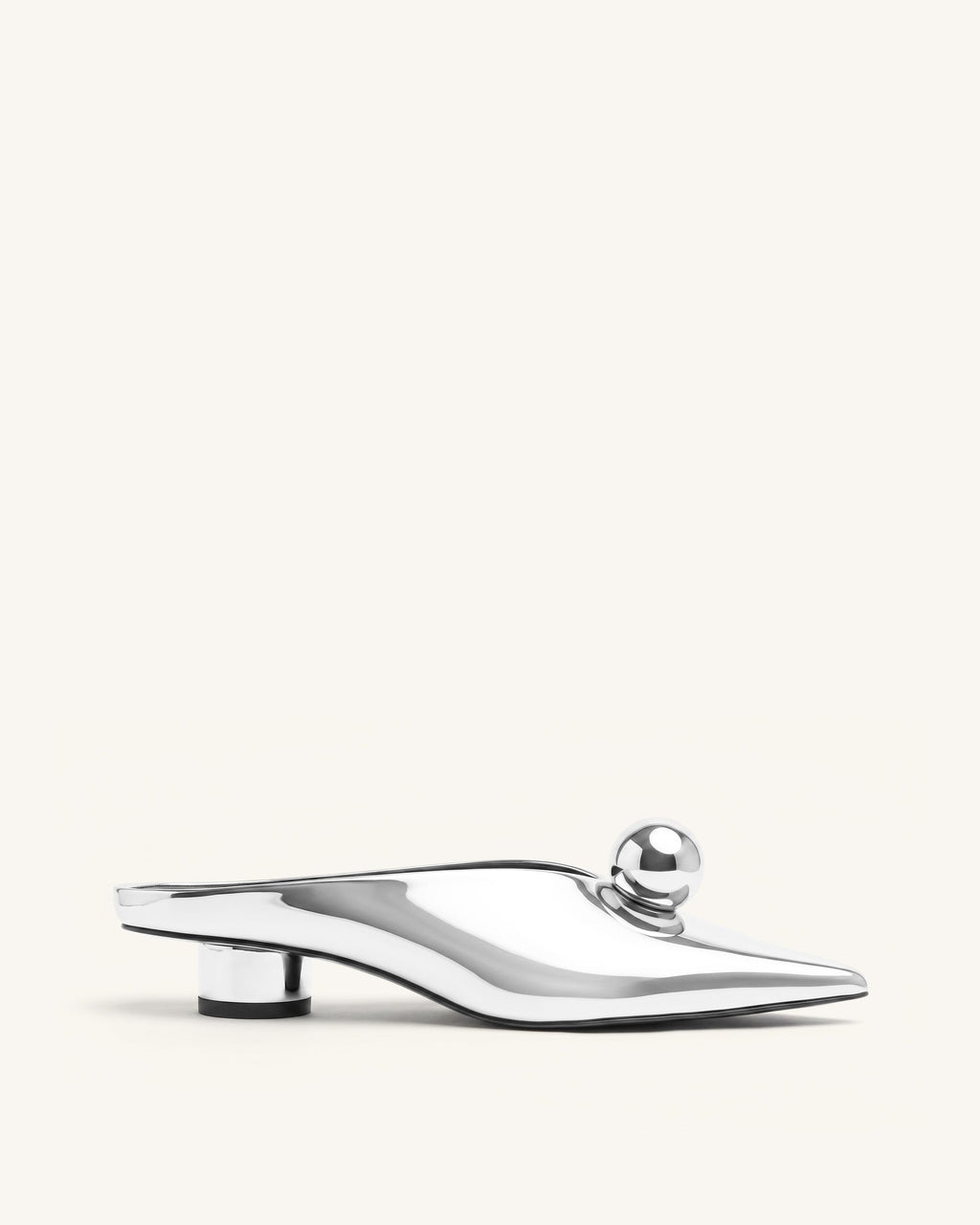 Helena Gold Sphere Pointed Toe Mules - Silver