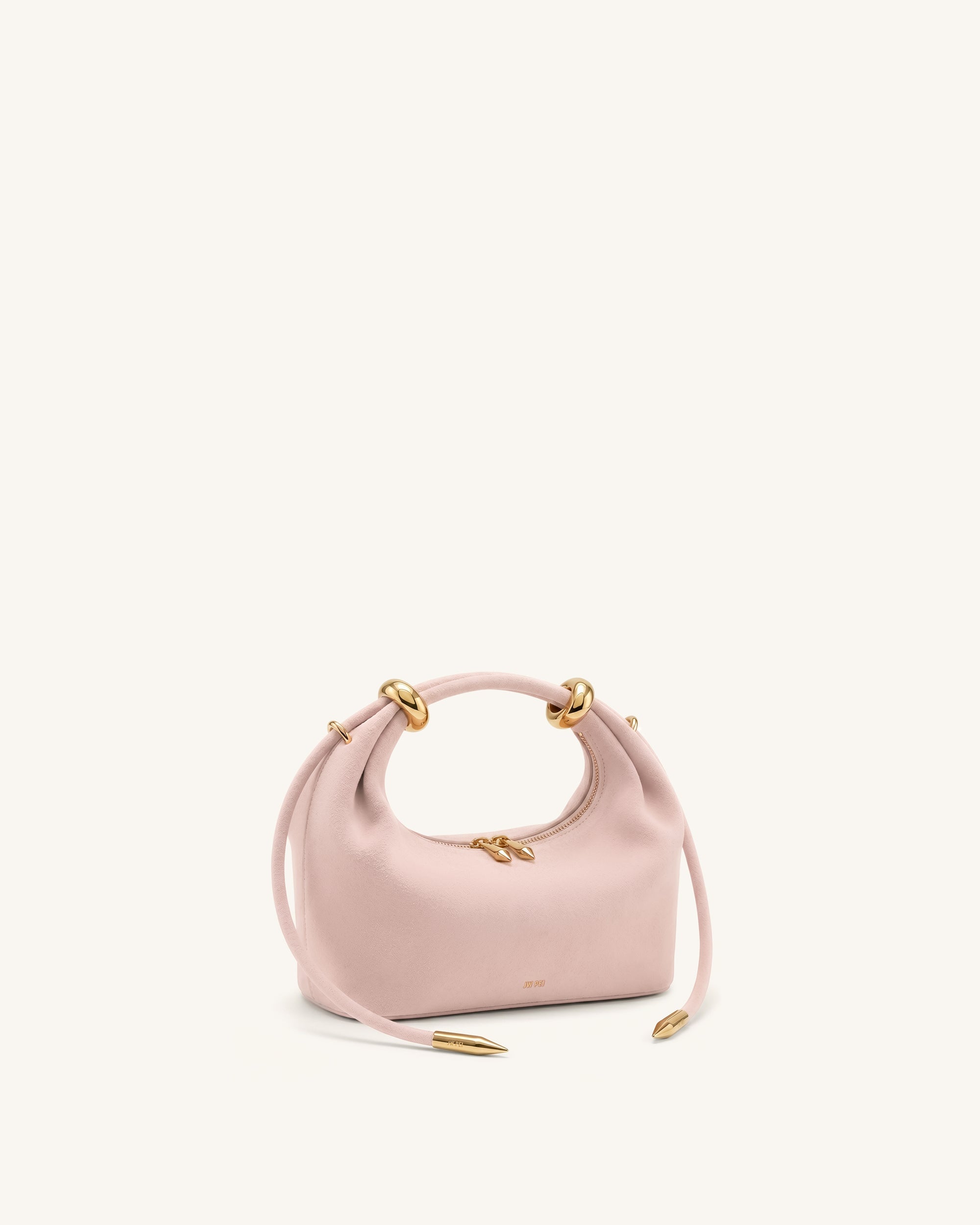 Ellie Faux Suede Metal Ring Embellished Top Handle Bag - Pink