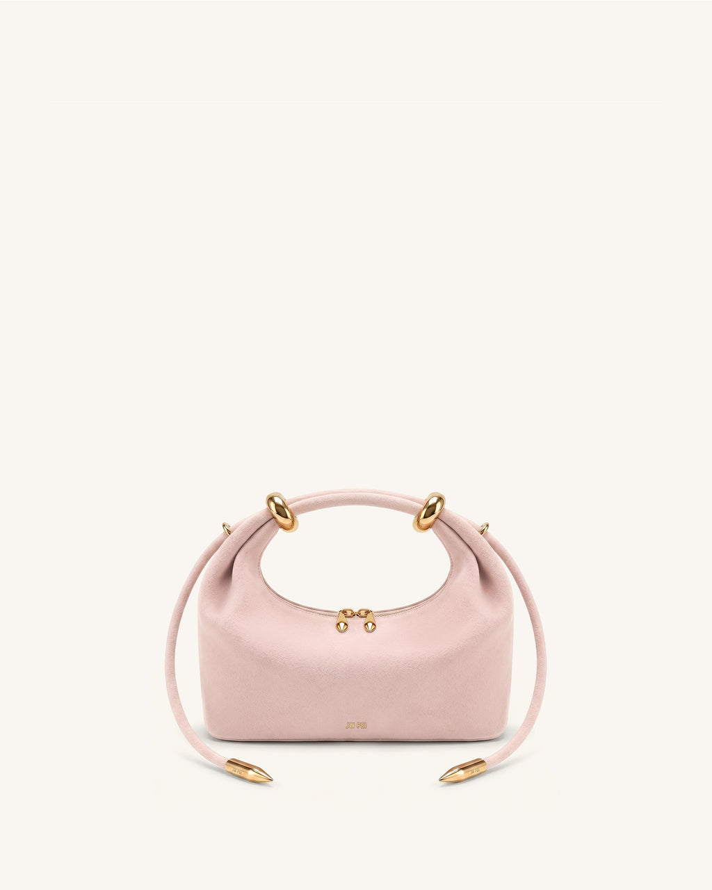 Ellie Faux Suede Metal Ring Embellished Top Handle Bag - Pink
