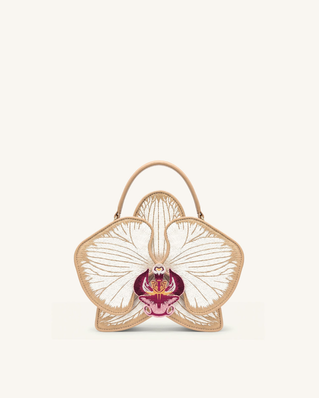 Flora Orchid Shaped Top Handle Bag - Champagne