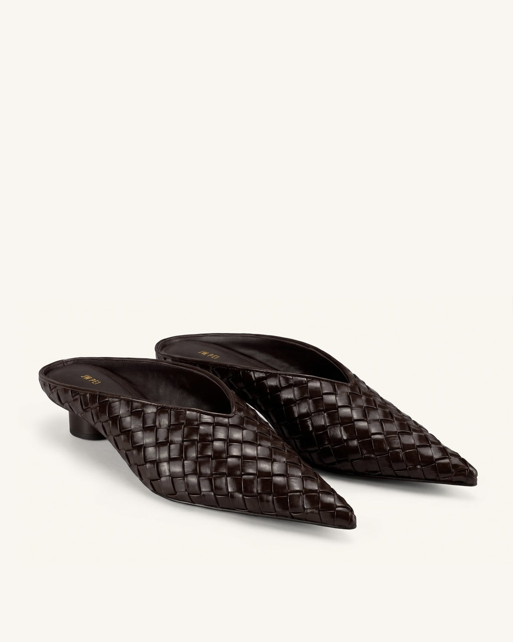 Helena Woven Textured Pointed Toe Mules - Burgundy