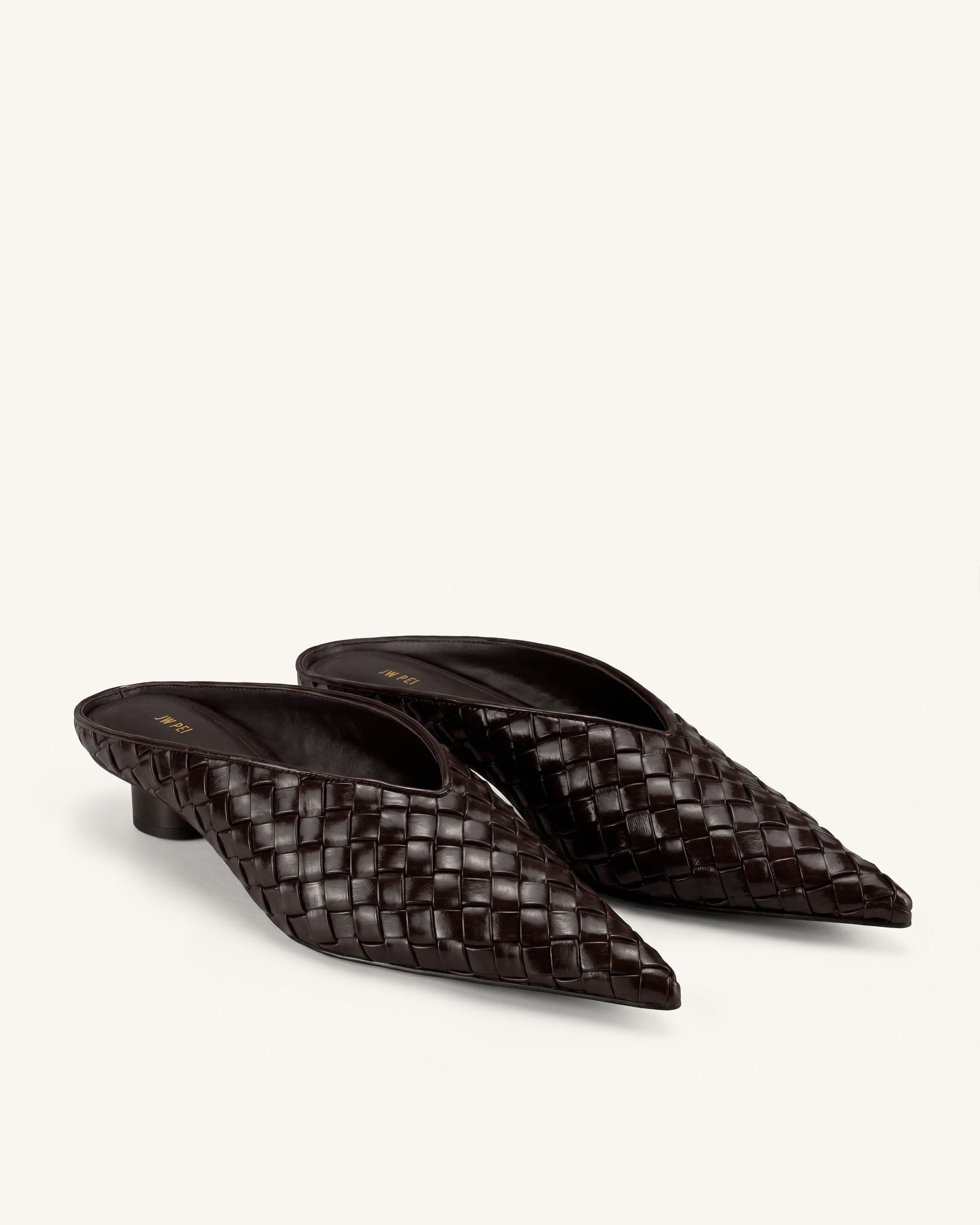 Helena Woven Textured Pointed Toe Mules - Burgundy