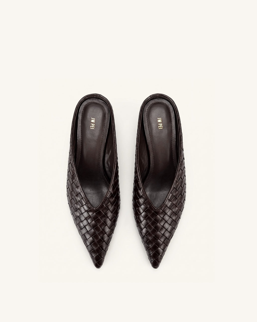 Helena Woven Textured Pointed Toe Mules - Burgundy