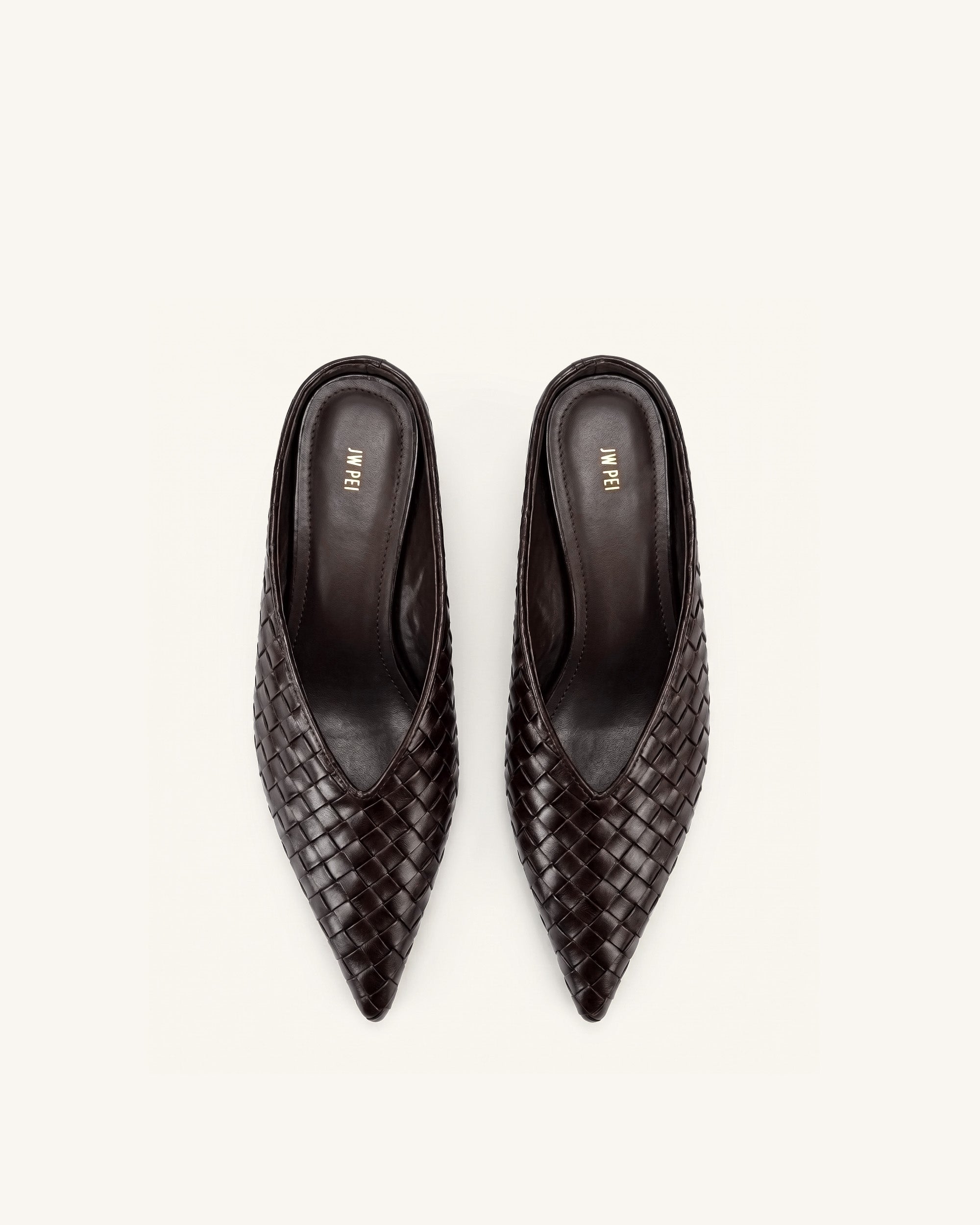 Helena Woven Textured Pointed Toe Mules - Burgundy
