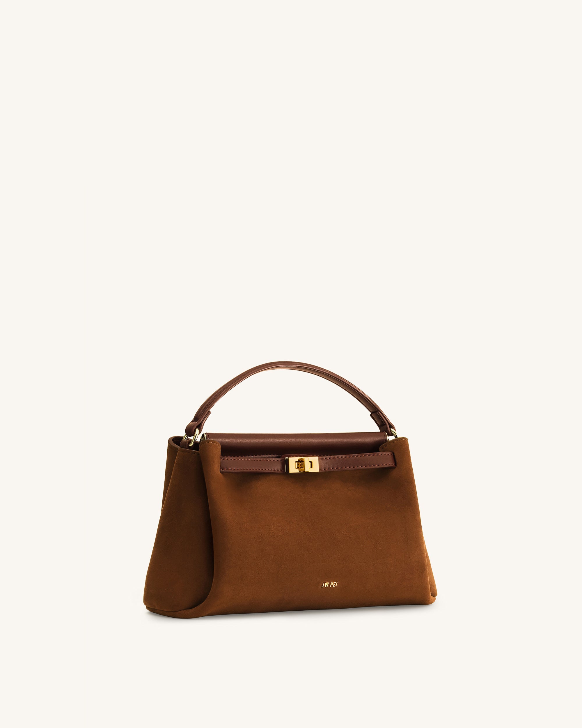 Carmen Faux Suede Top Handle Bag - Brown