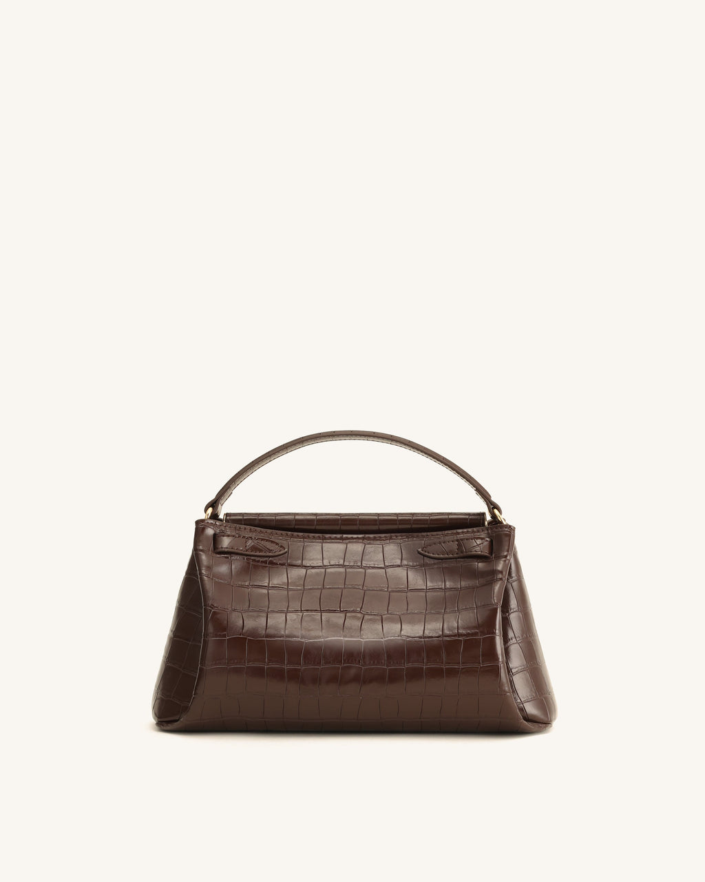 Carmen Top Handle Bag - Dark Brown Croc