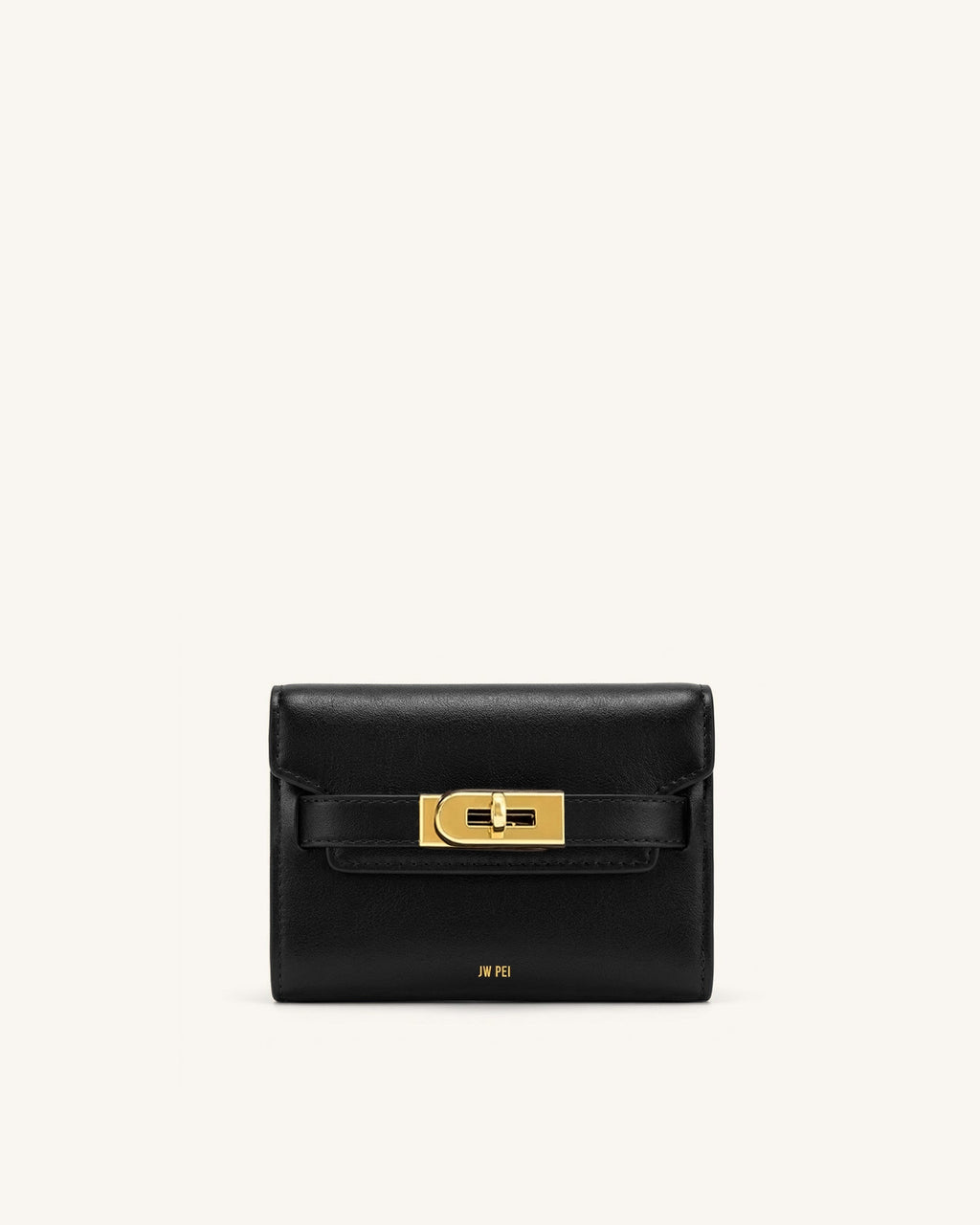 Yara Turn-Lock Flap Compact Wallet - Black