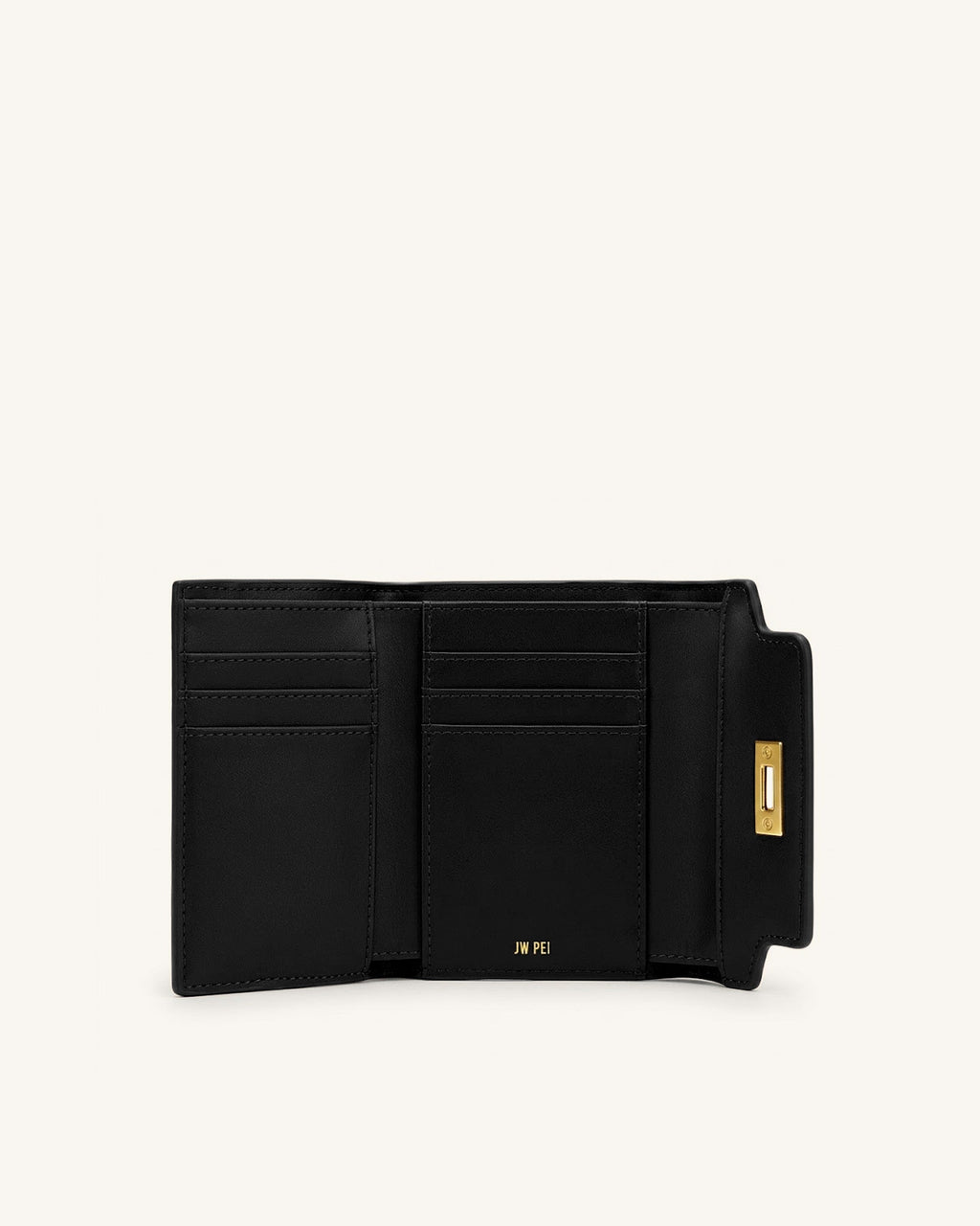 Yara Turn-Lock Flap Compact Wallet - Black