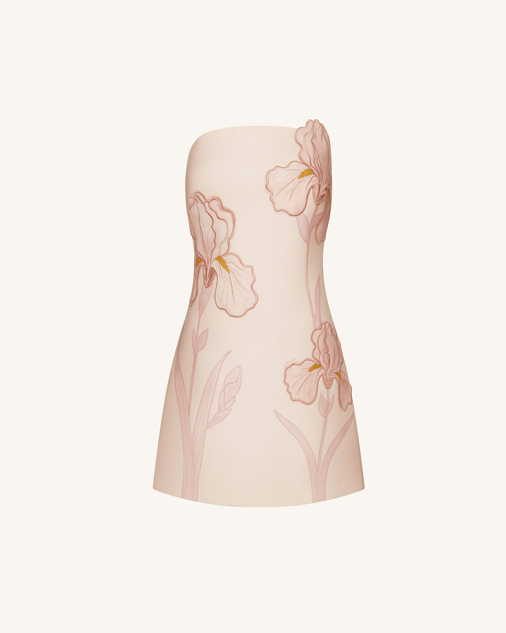 Iris Floral Print Strapless Dress - Pink