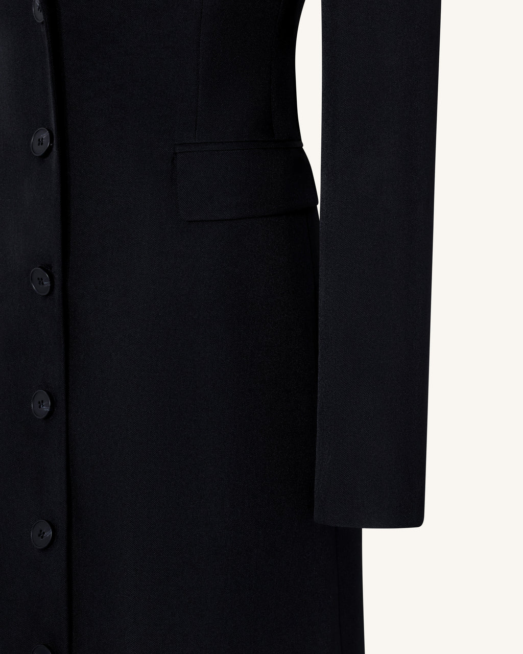 Structured Shoulder Fitted Lapel Maxi Coat - Black