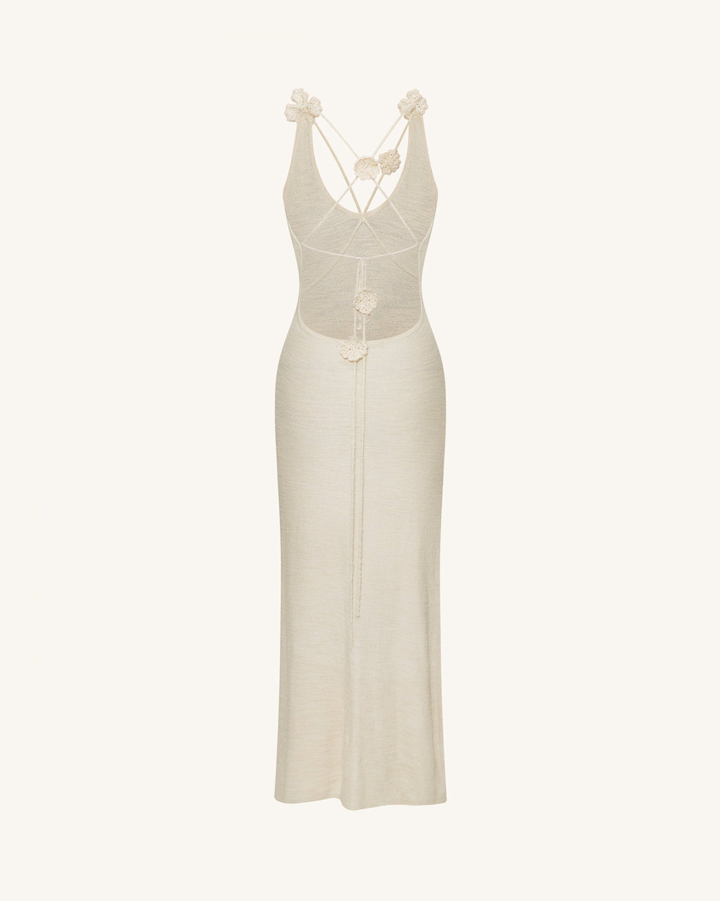 Textured Knit Halter Maxi Dress - Cream