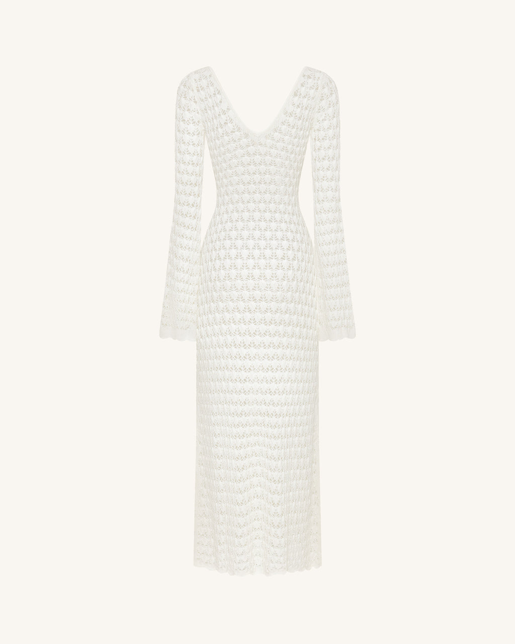 Pointelle Knit Keyhole Maxi Dress - White