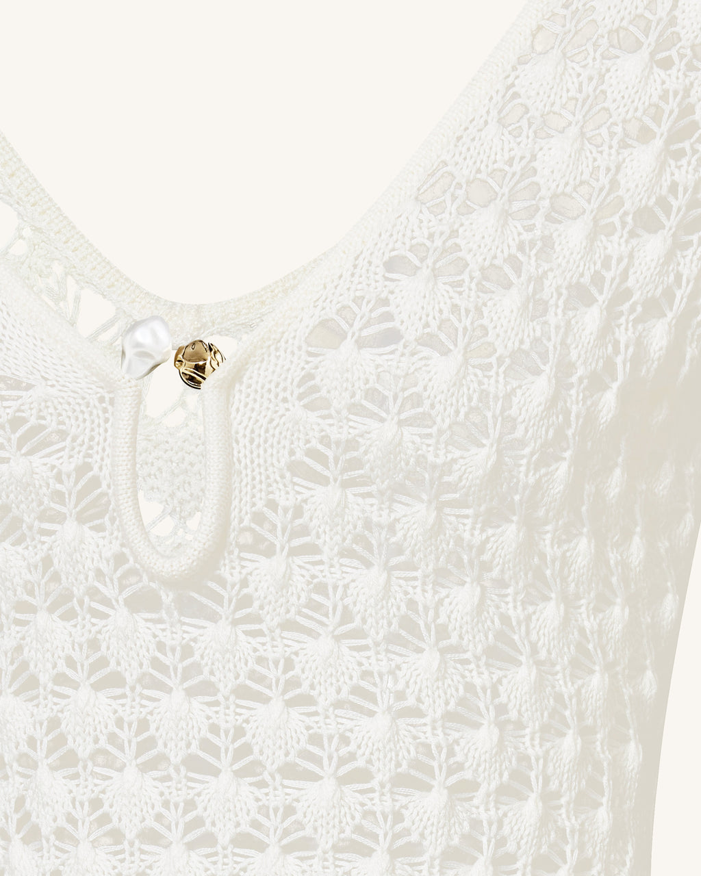 Pointelle Knit Keyhole Maxi Dress - White