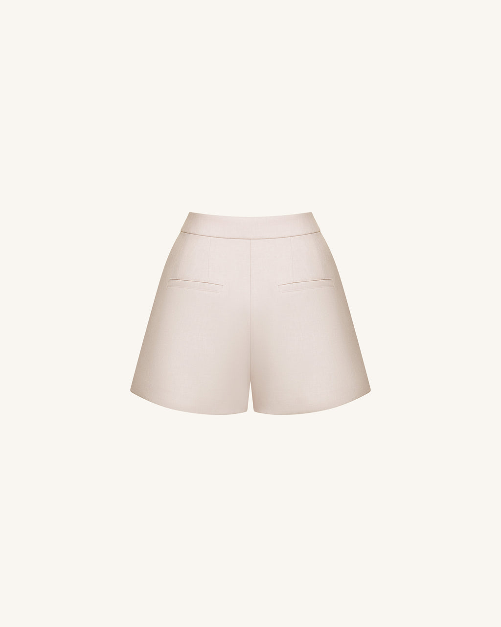 Woven Cotton Tailored Shorts - Beige