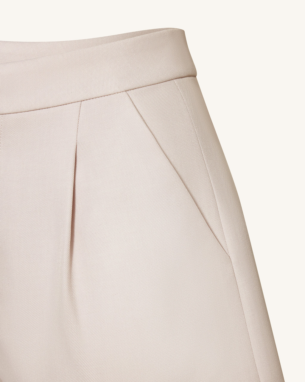 Woven Cotton Tailored Shorts - Beige