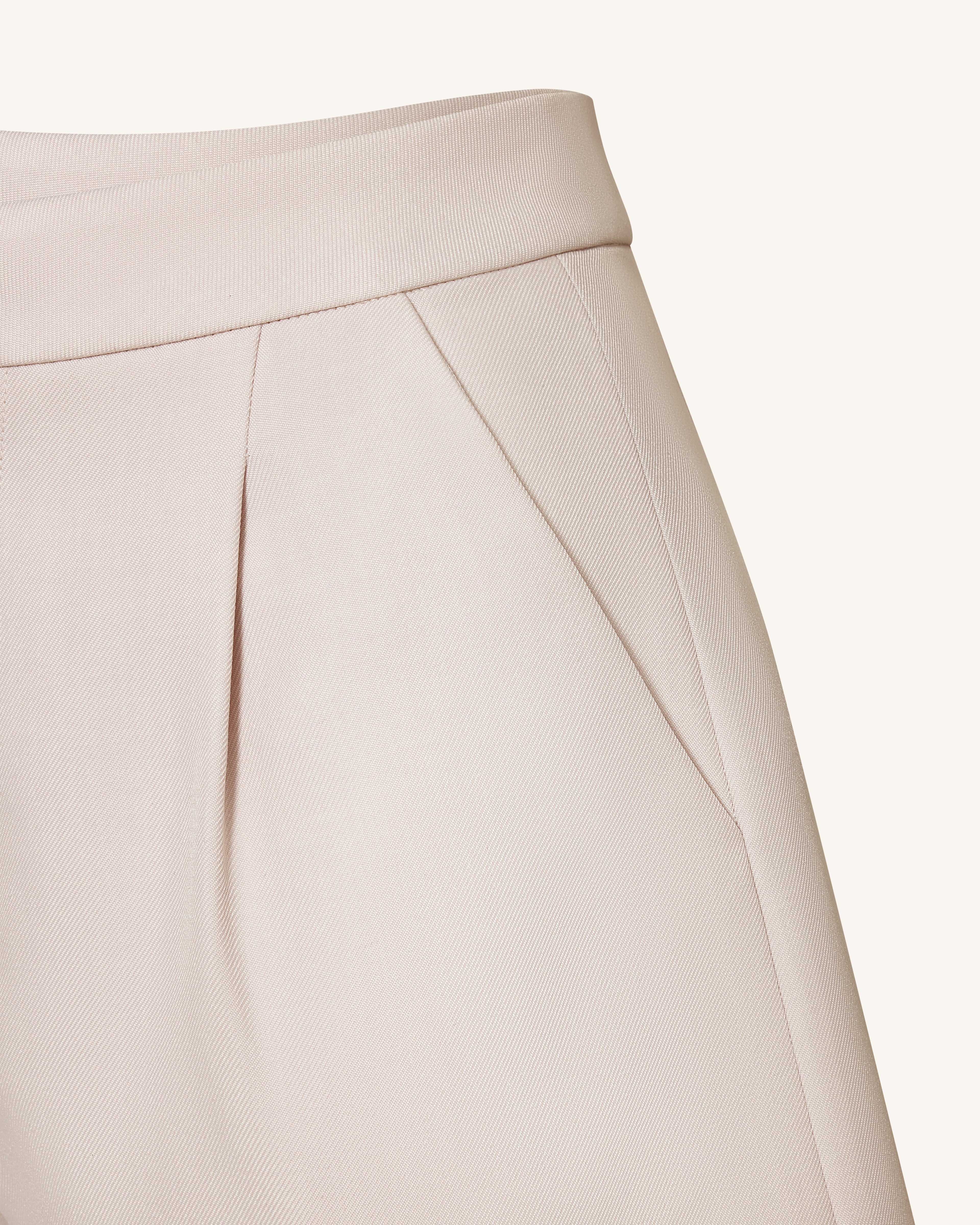 Woven Cotton Tailored Shorts - Beige