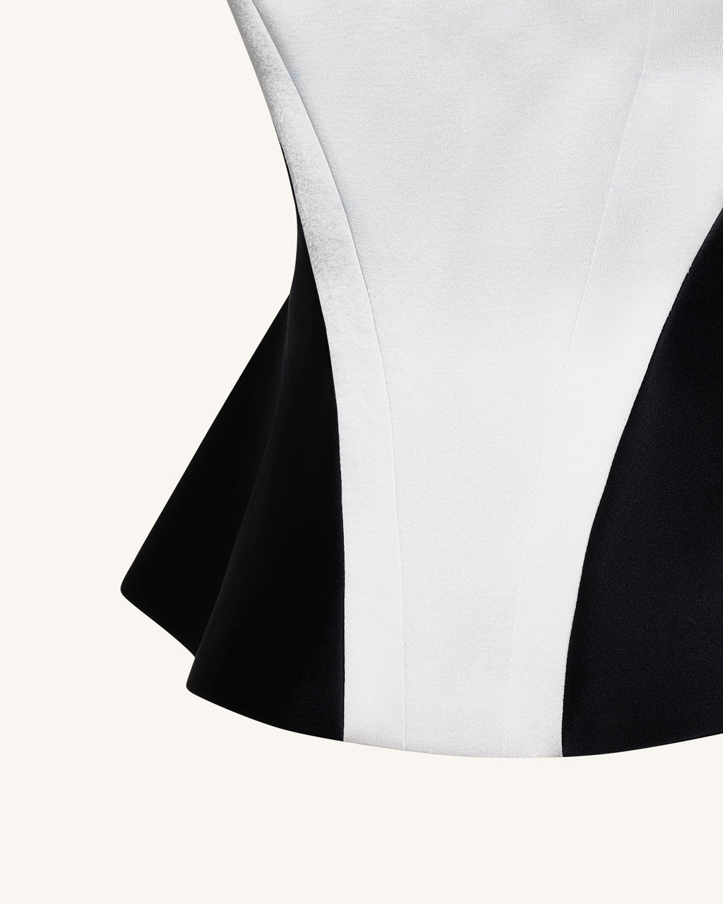 Monochrome Paneled Square-Neck Peplum Top - Black
