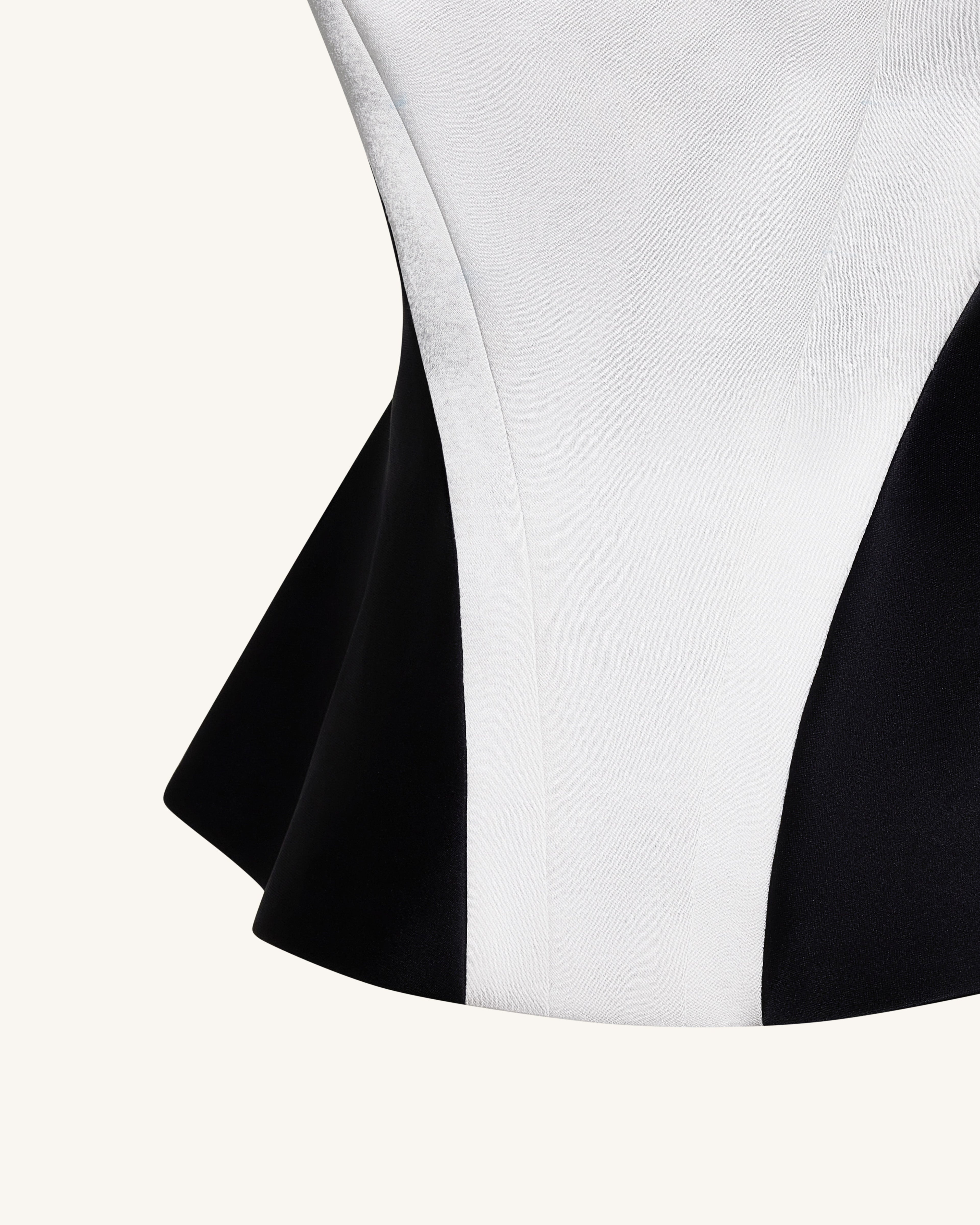 Monochrome Paneled Square-Neck Peplum Top - Black